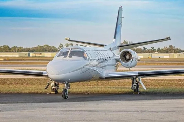 Exterior view of a 2001 Cessna Citation Bravo, N721T.