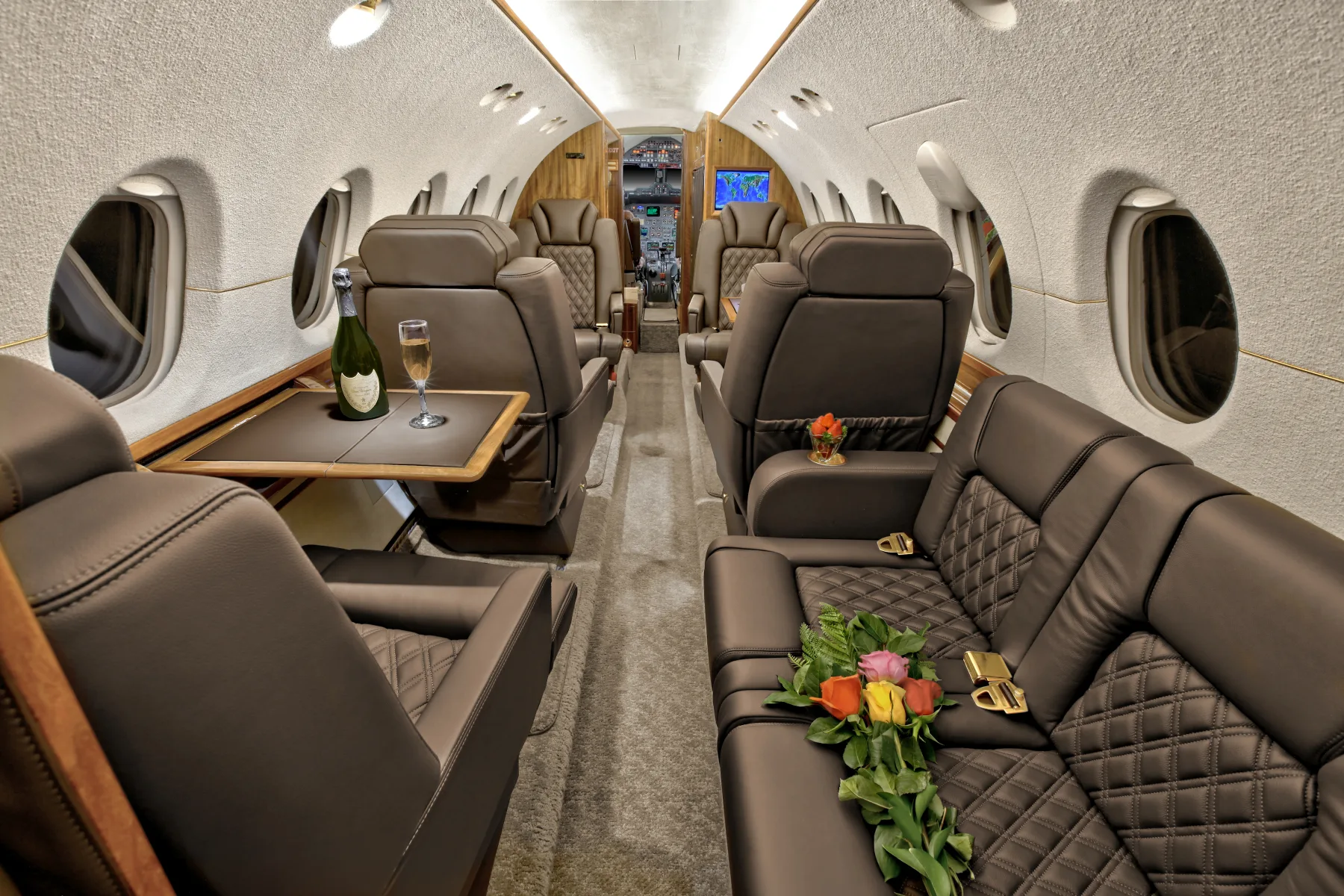Cabin interior of a Hawker 800XP –.