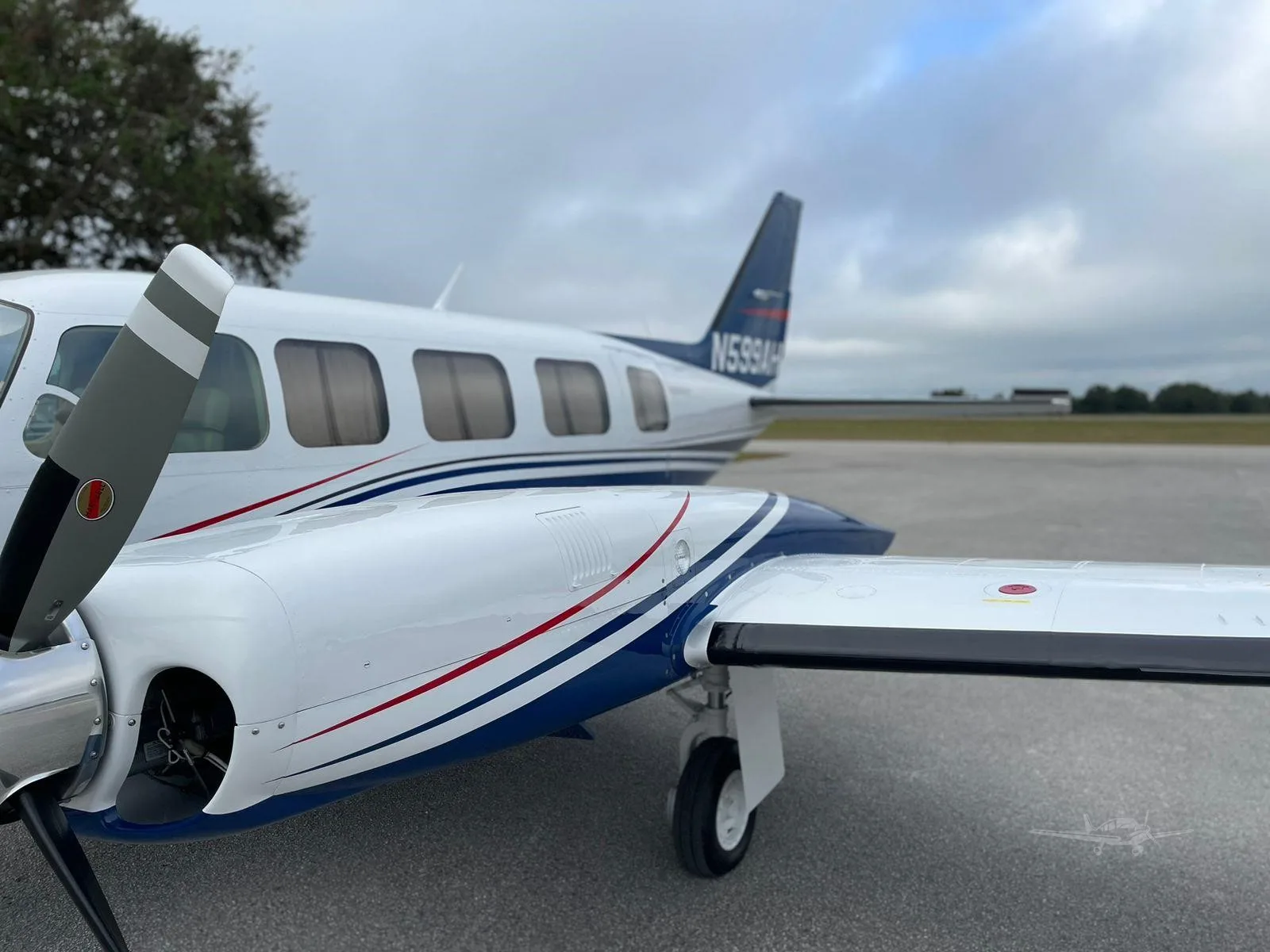 Exterior view of a 1984 PIPER NAVAJO CHIEFTAIN, N599AH.