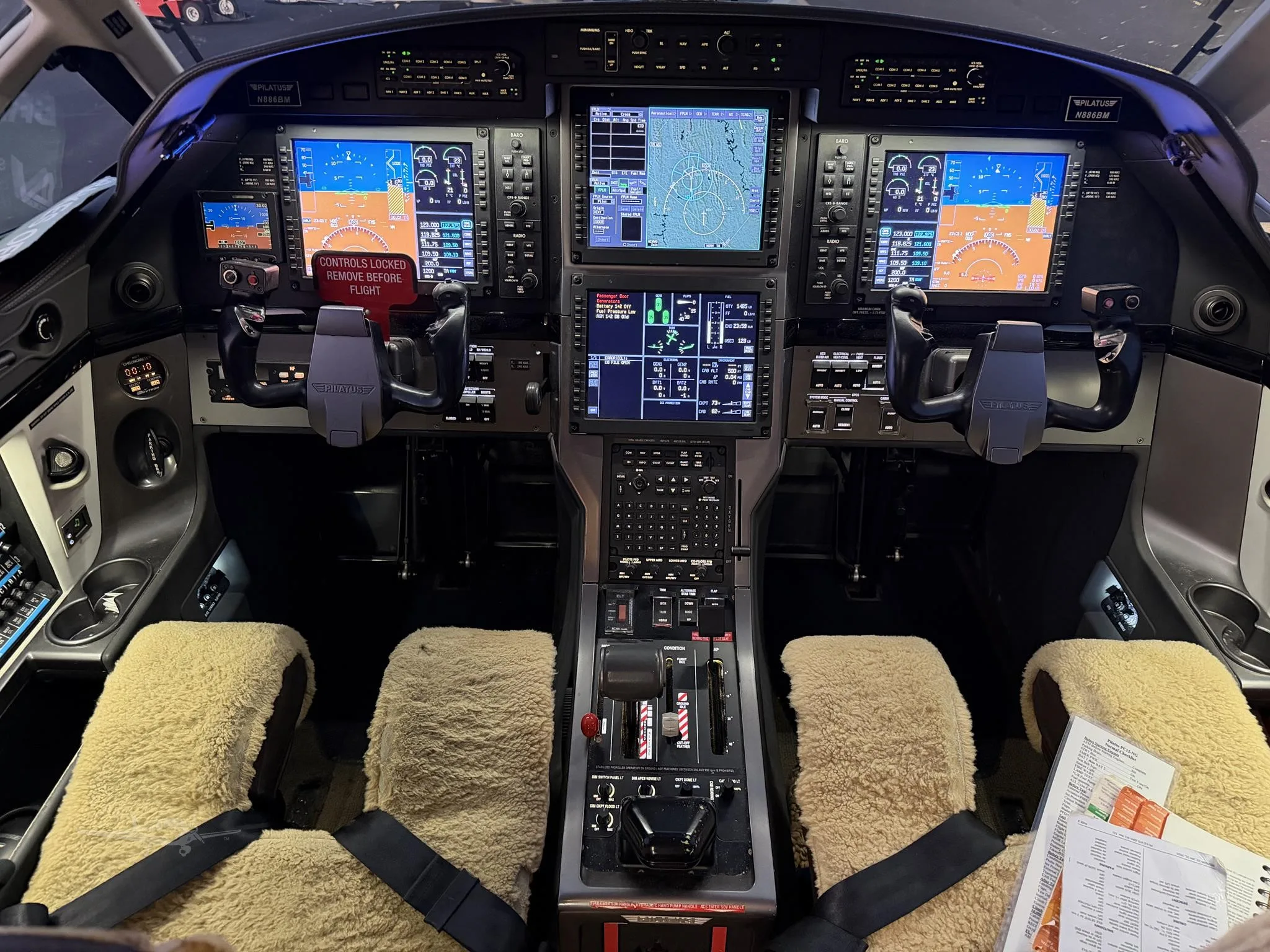 Cockpit and instrument panel of a 2011 PILATUS PC-12 NG.