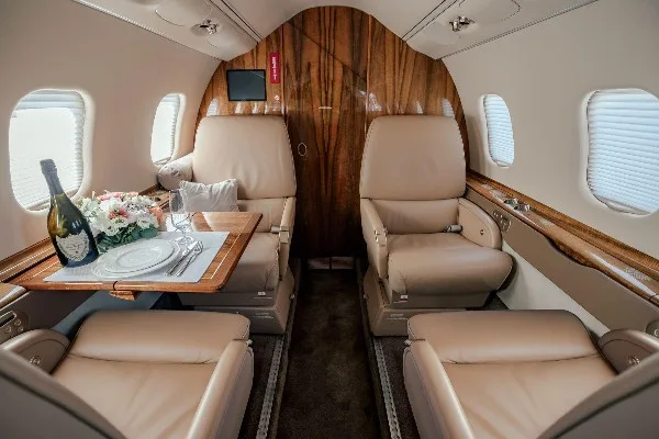 Cabin interior of a 2006 Learjet 60.