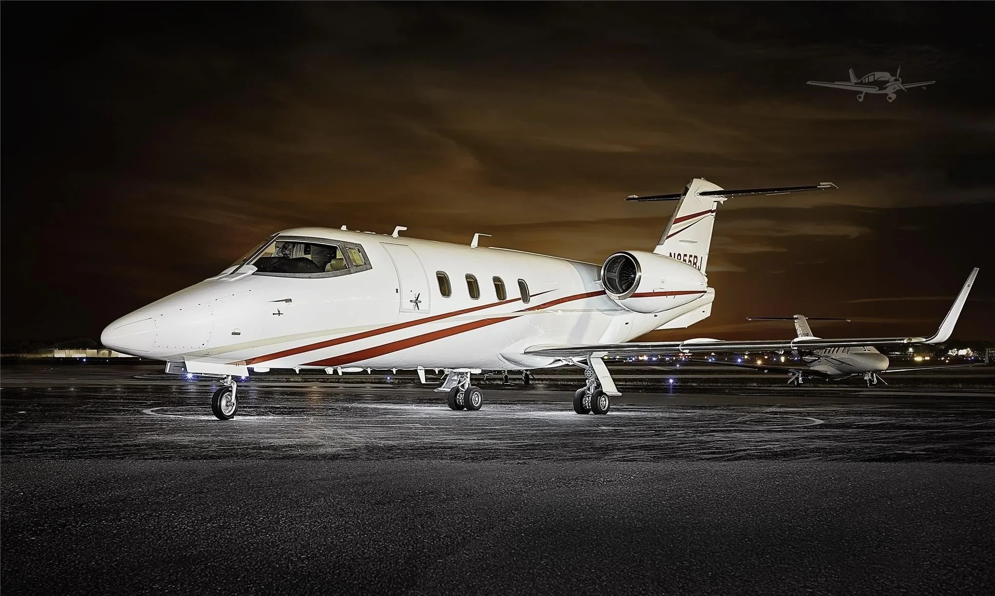 Exterior view of a 1981 LEARJET 55, N855RJ.