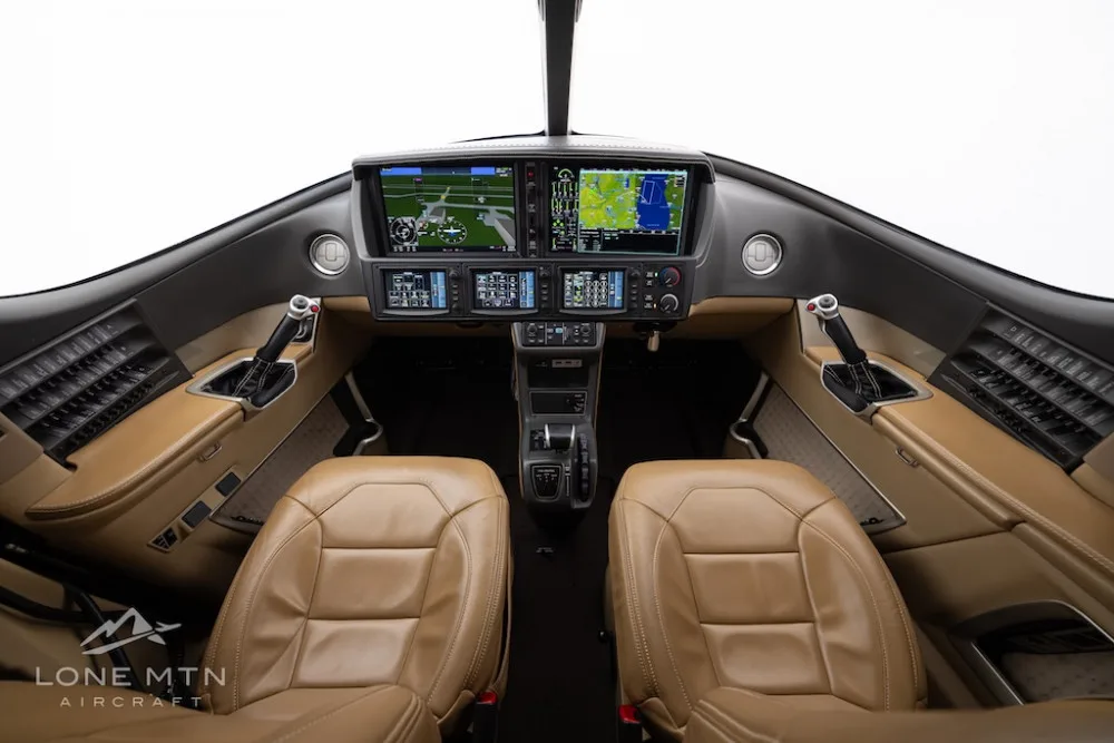 Cabin interior of a 2020 Cirrus Vision SF50 G2.