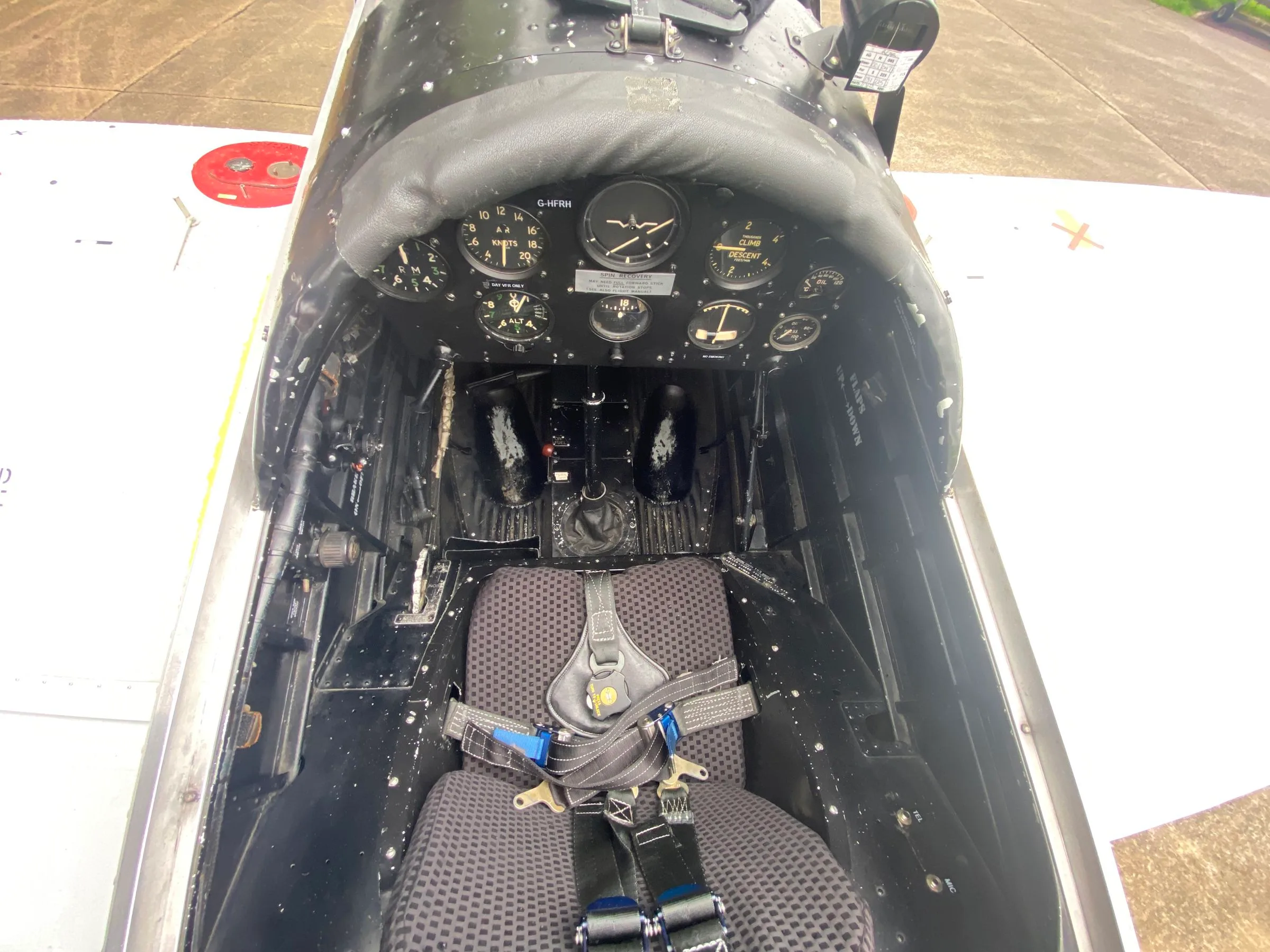 Cockpit and instrument panel of a 1952 de Havilland DHC-1 Chipmunk Mk 22.