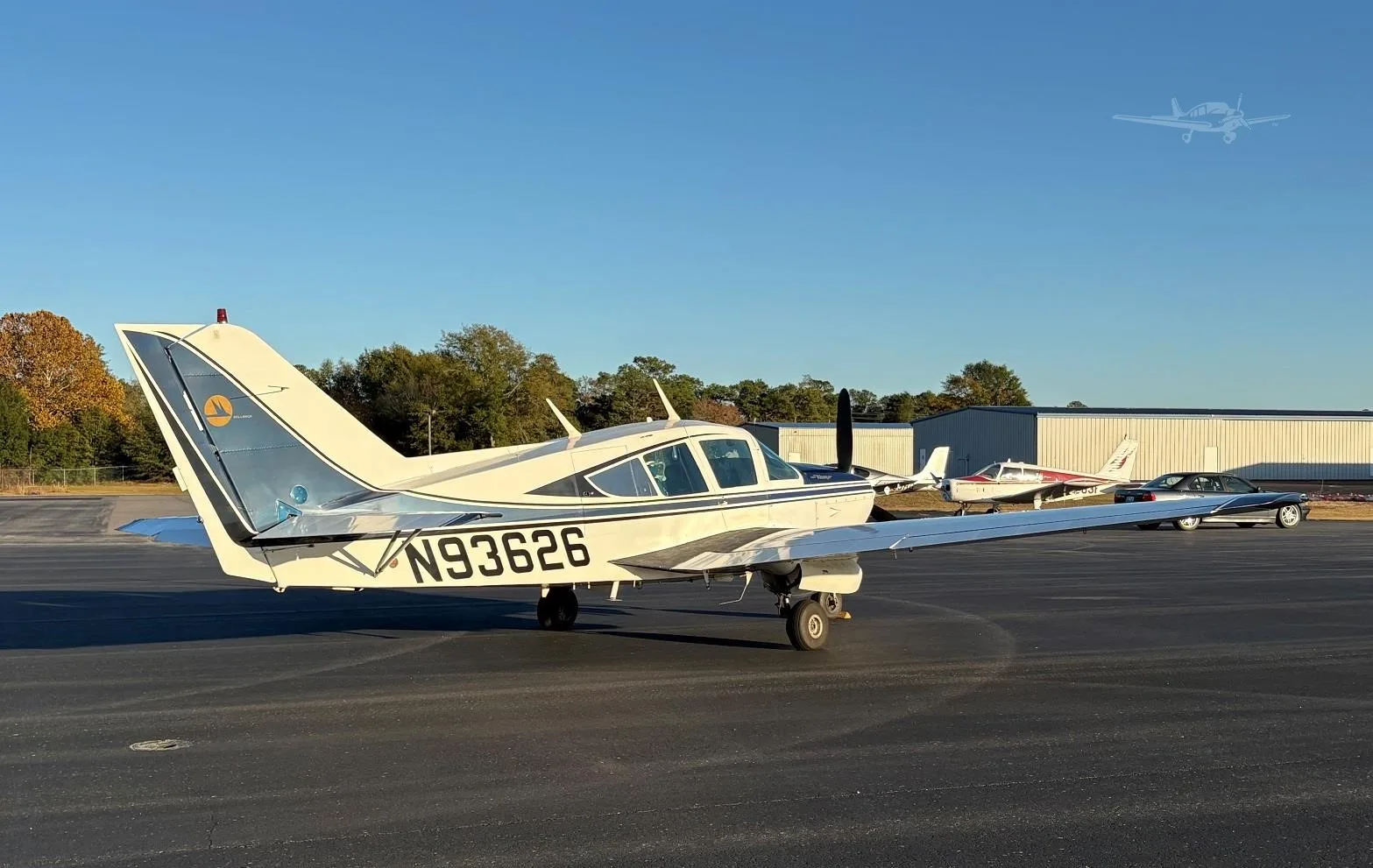 Exterior view of a 1973 BELLANCA 17-30A SUPER VIKING, N93626.