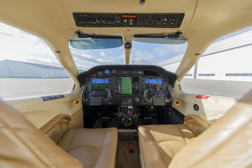 Cockpit and instrument panel of a 2008 Daher.