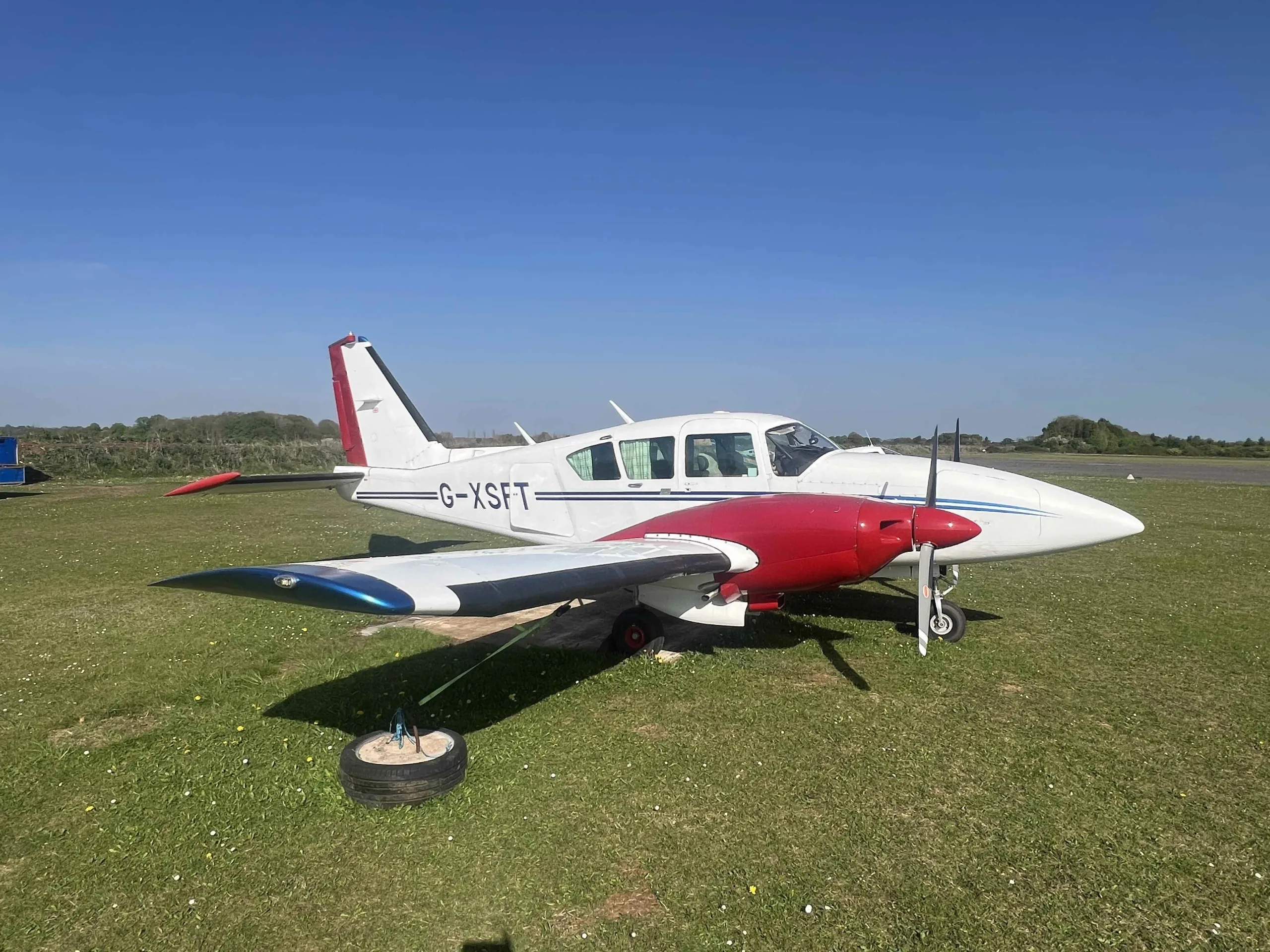 Exterior view of a 1977 Piper Aztec.