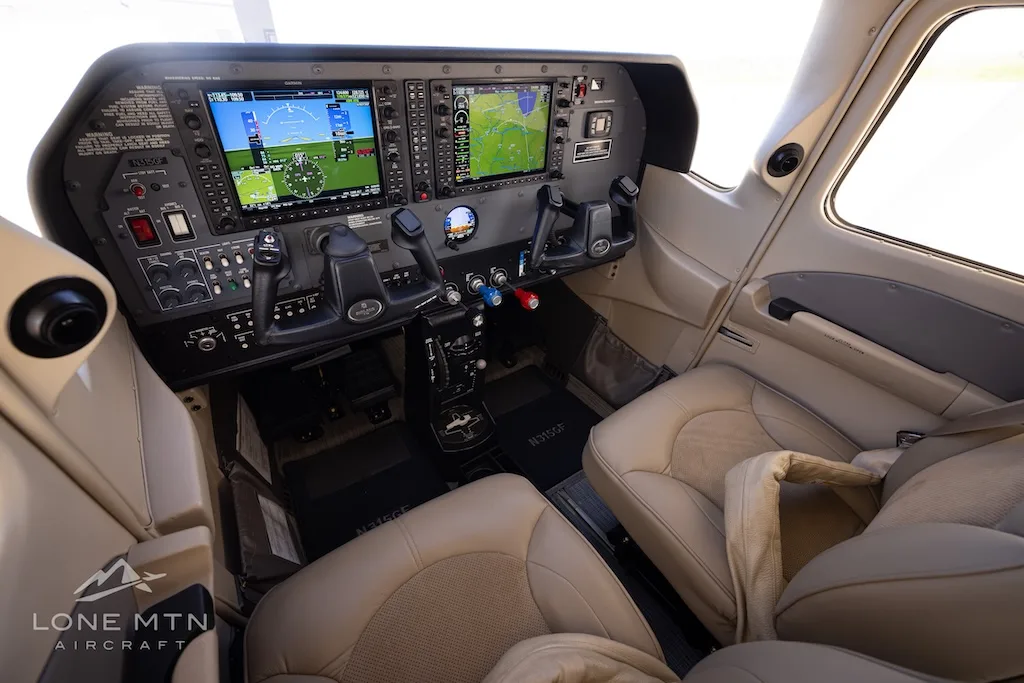 Cockpit and instrument panel of a 2023 Cessna T182T.