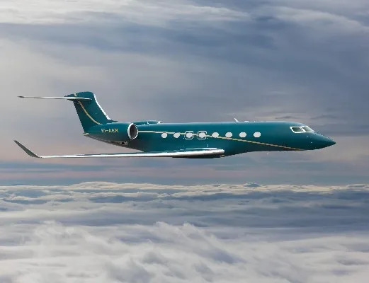 Marketing image of a 2022 Gulfstream G650.