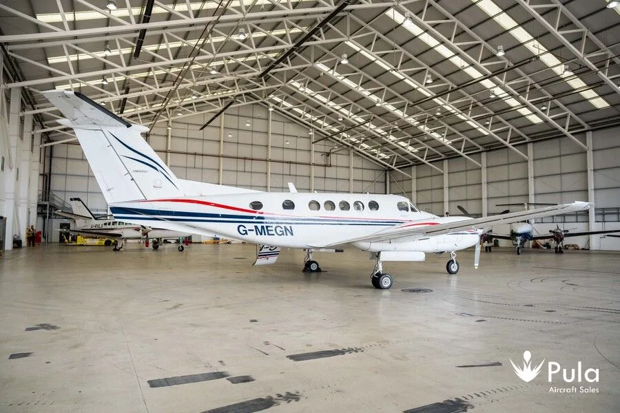 Exterior view of a 1996 Beechcraft King Air B200, G-MEGN.