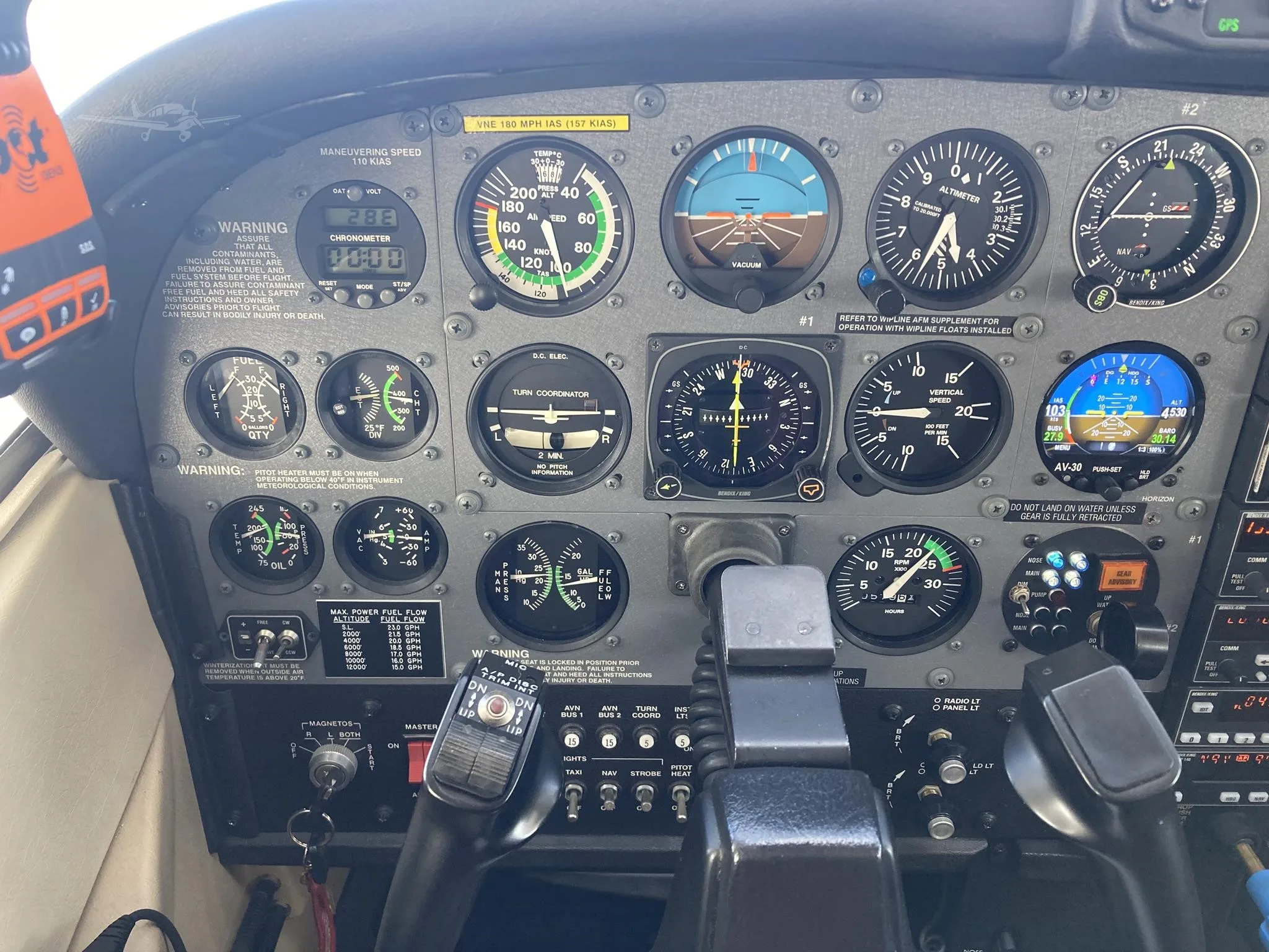 Cockpit and instrument panel of a 2002 CESSNA 182T SKYLANE.