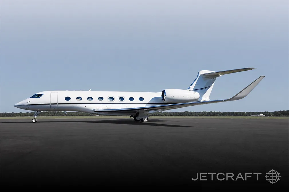 Marketing image of a 2013 Gulfstream G650ER.