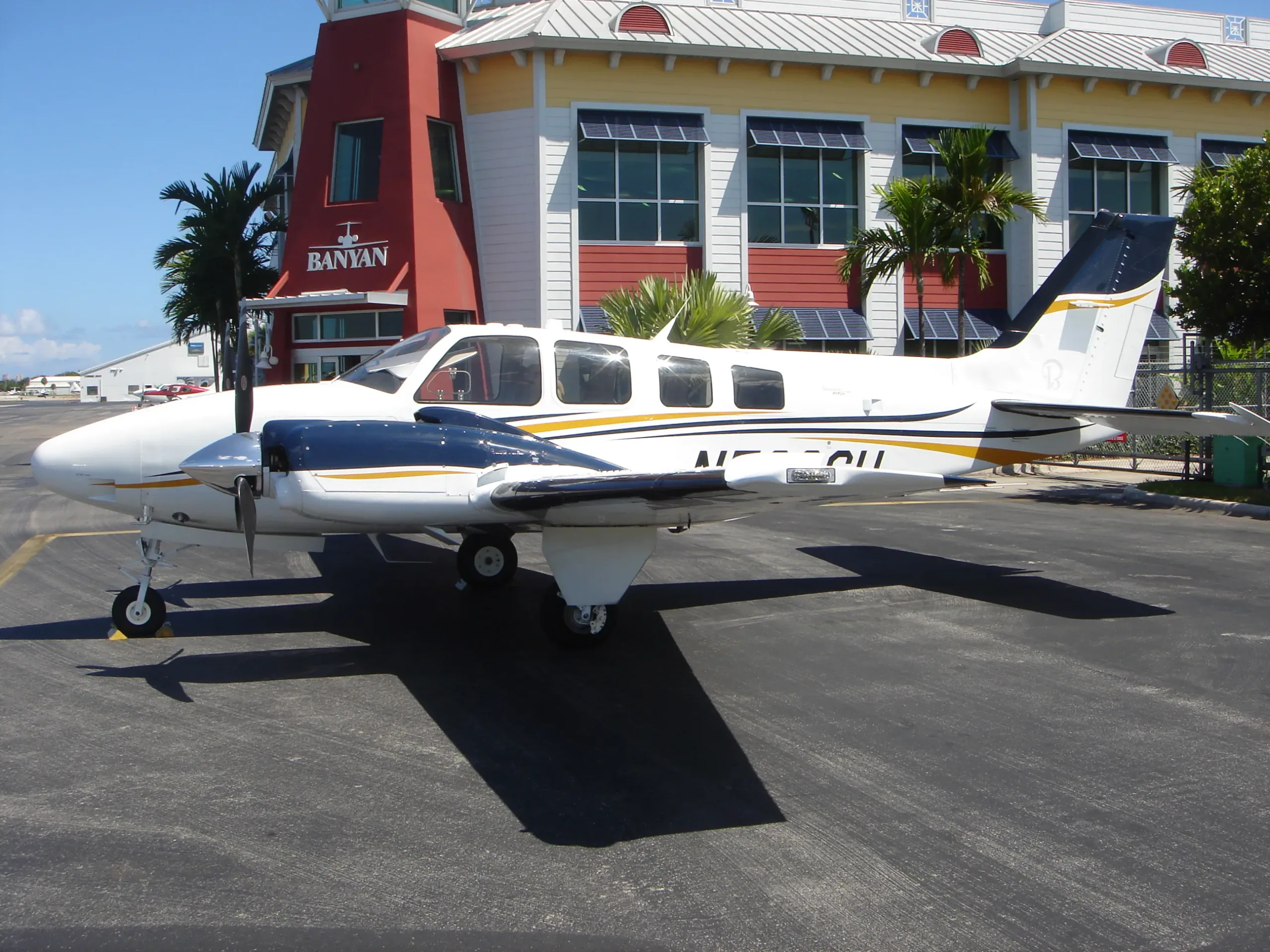 Exterior view of a 2013 Beechcraft Baron G58.