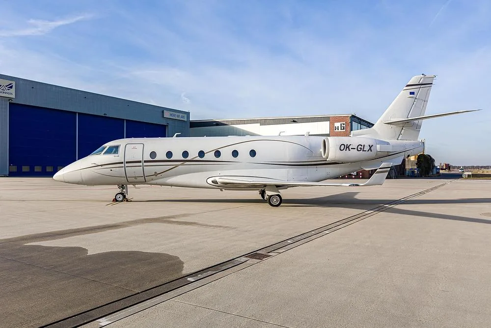 Exterior view of a 2011 Gulfstream, OK-GLX.