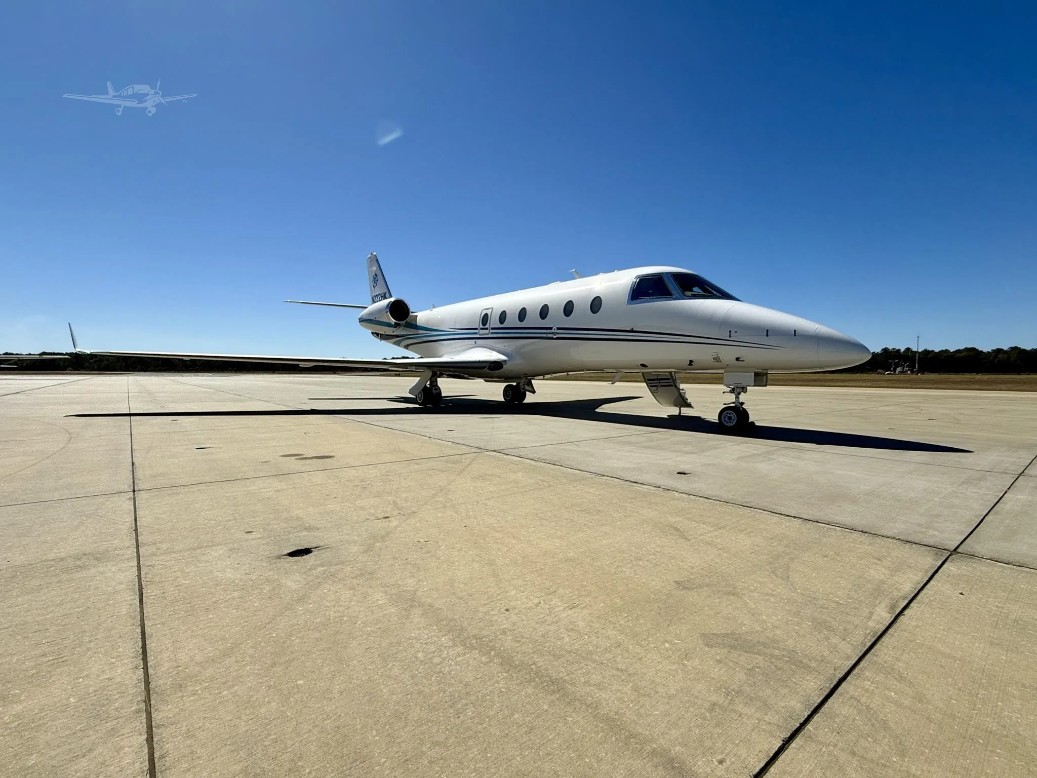 Exterior view of a 2008 GULFSTREAM G150, N222HK.