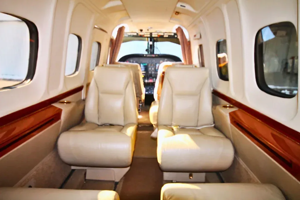 Cabin interior of a 1981 Twin Commander 1000.