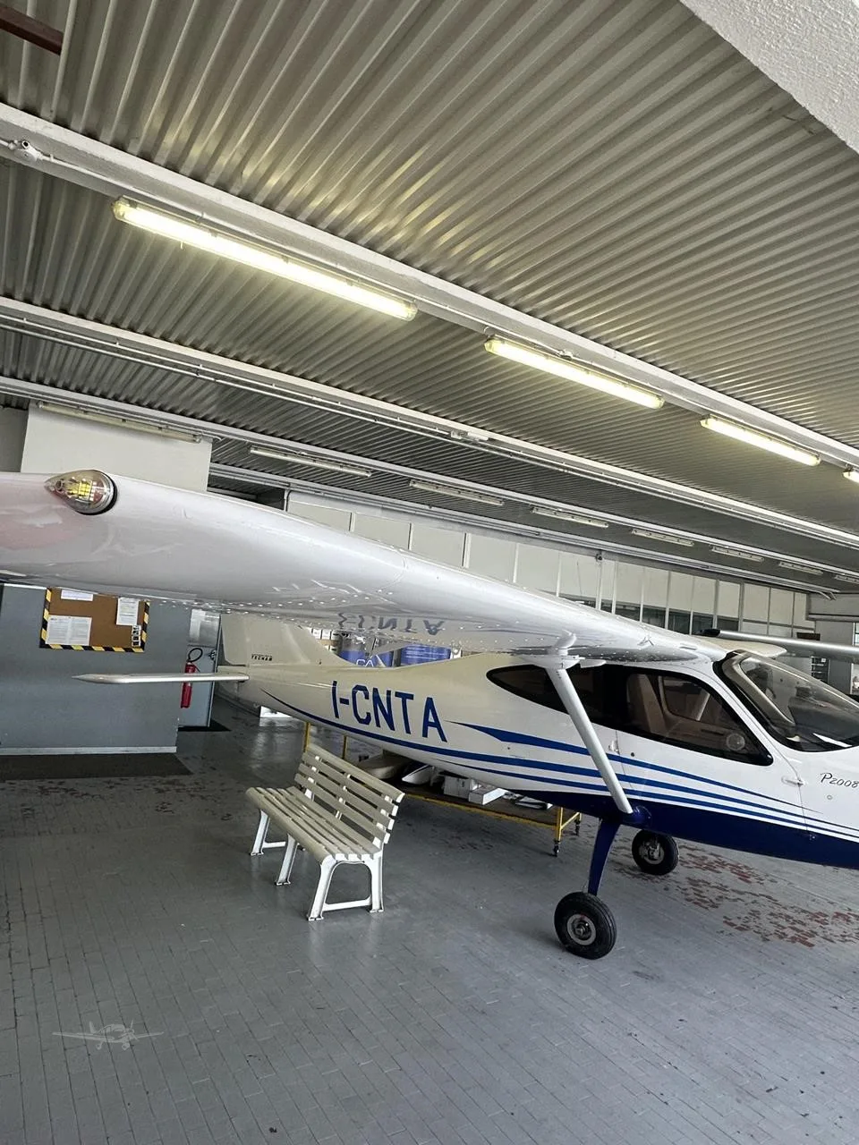 Exterior view of a 2018 TECNAM P2008 JC, I-CNTA.