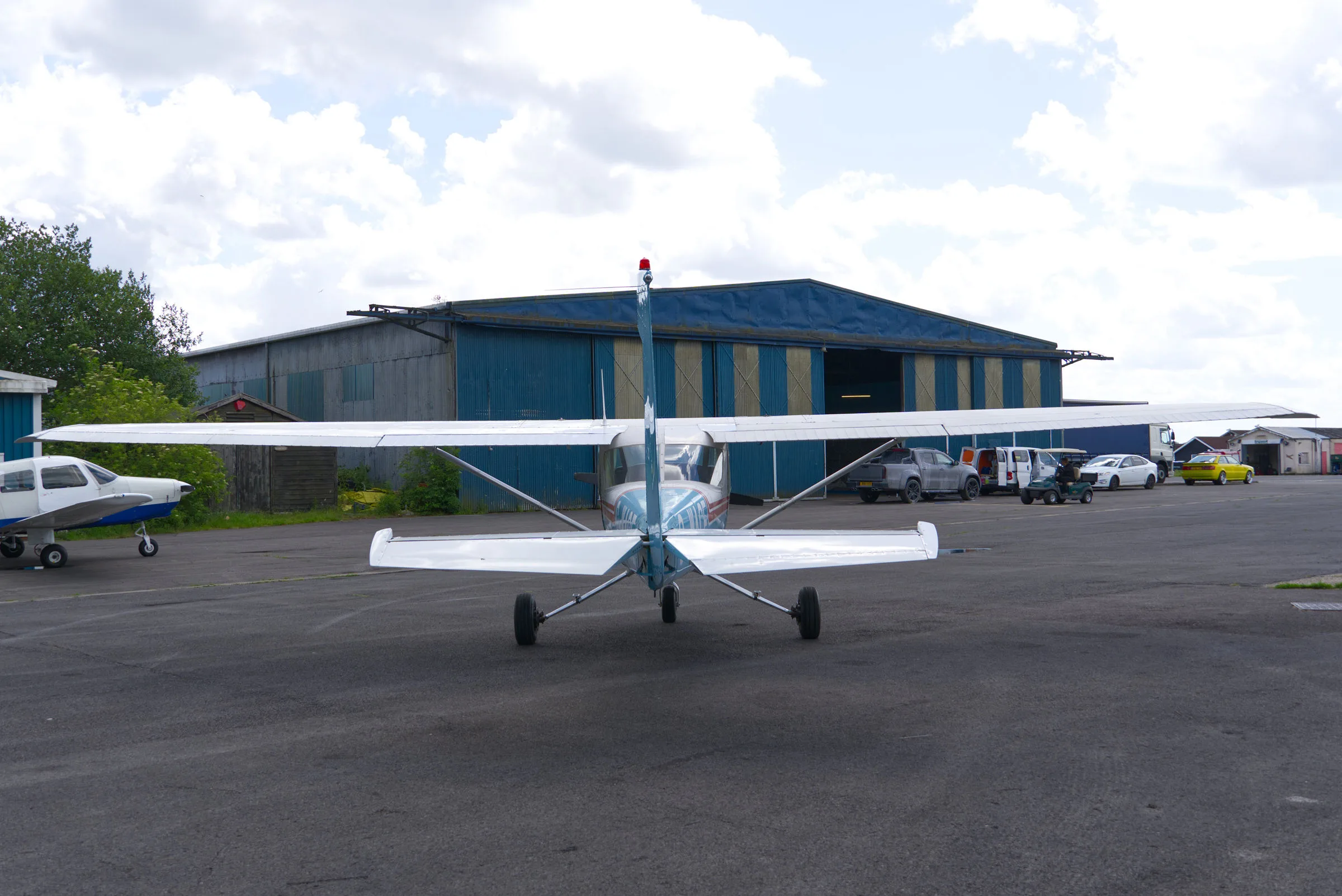 Exterior view of a 1986 Cessna 152, G-WACE.