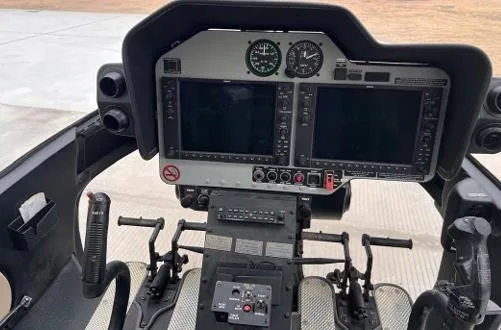Cockpit and instrument panel of a 2015 BELL 407GXP.