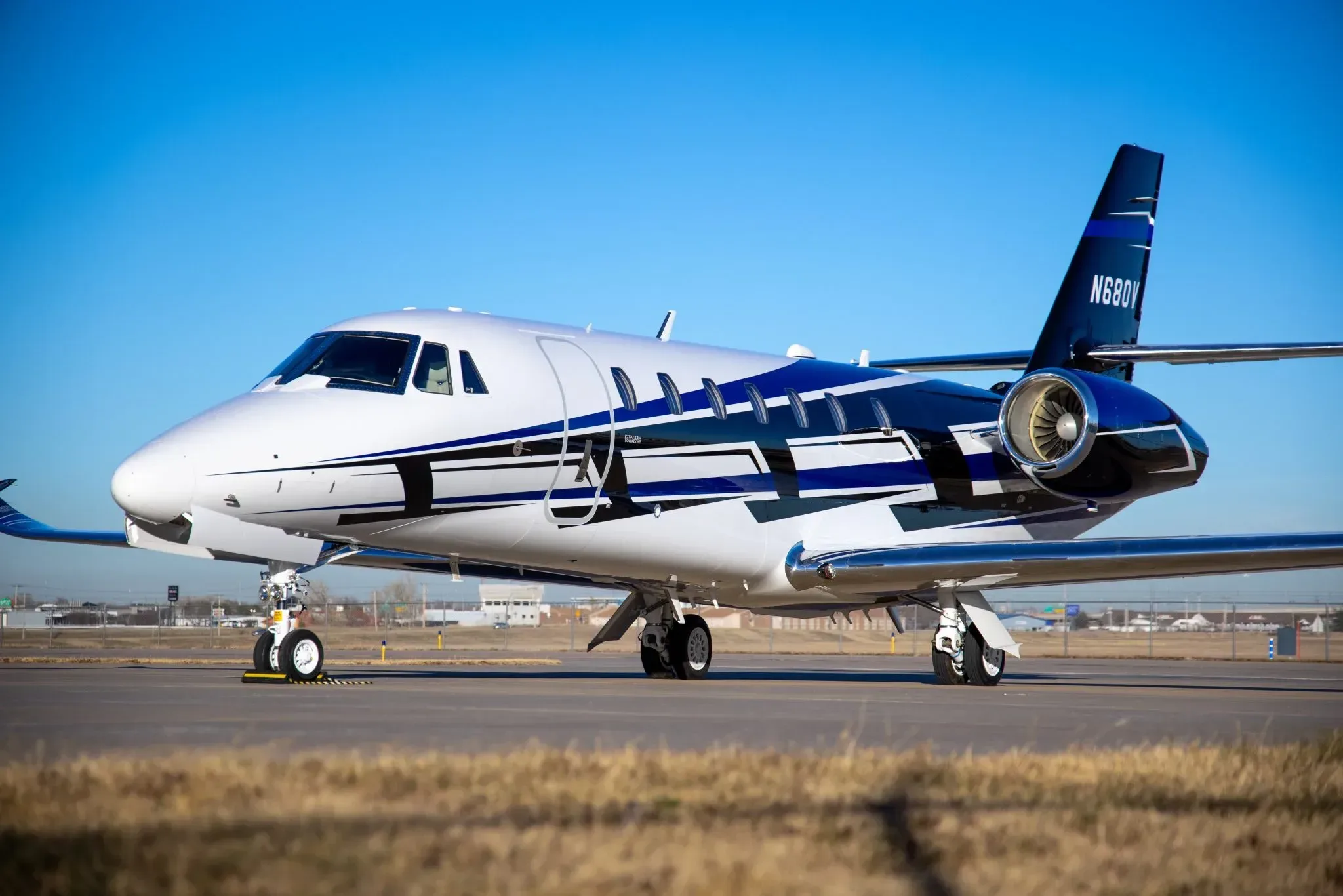 Exterior view of a 2015 Cessna Citation, N680VM.
