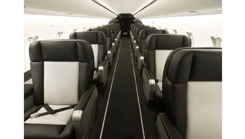 Cabin interior of a 1997 Bombardier Challenger 850LR 7187.