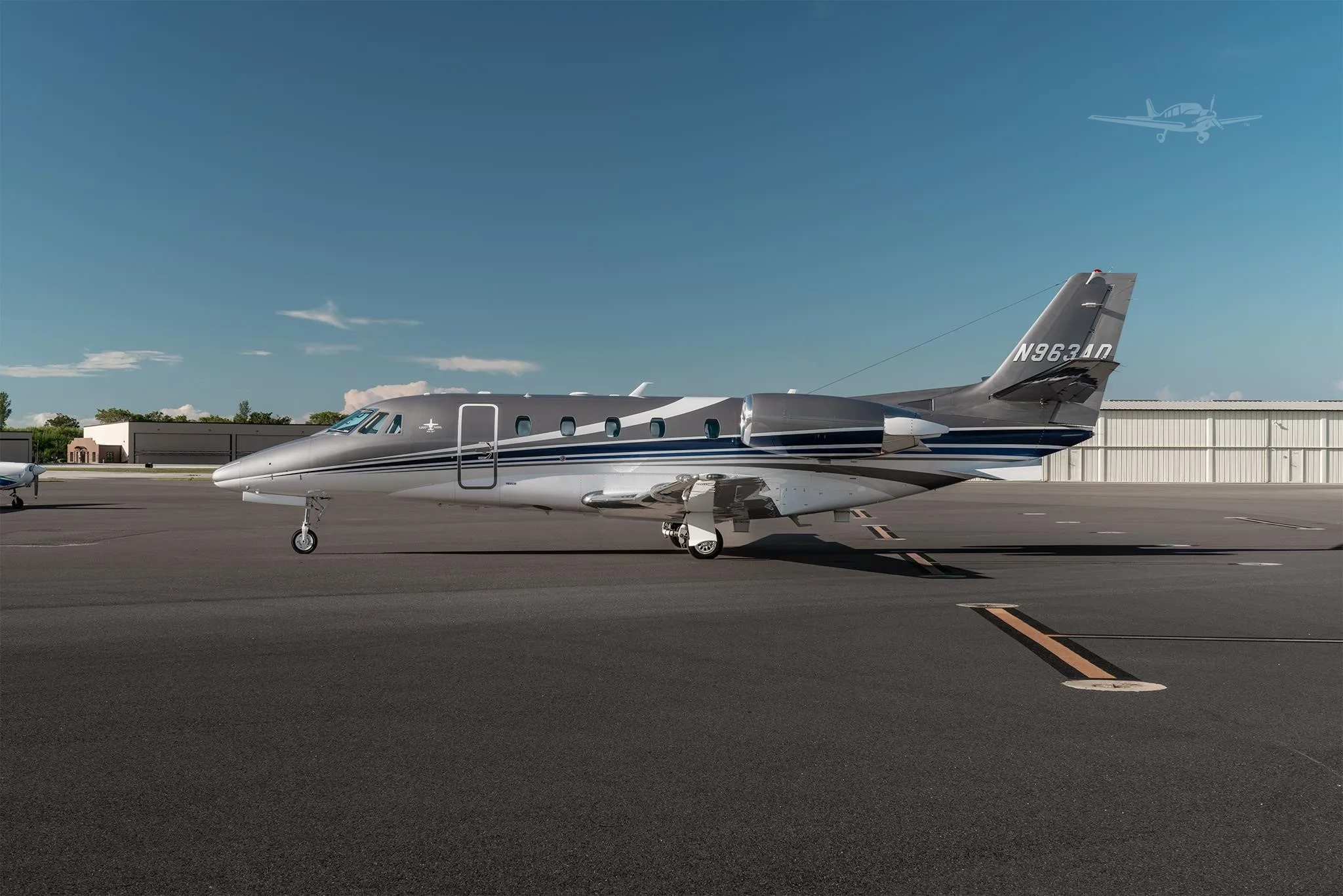 Exterior view of a 2021 CESSNA CITATION XLS+, N963AD.