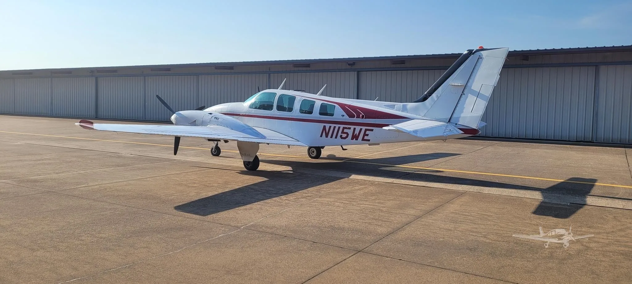 Exterior view of a 1976 BEECHCRAFT 58TC BARON, N115WE.