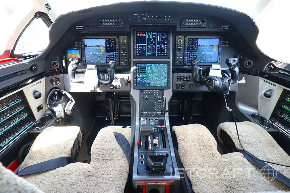 Cockpit and instrument panel of a 2013 Pilatus PC-12 NG.