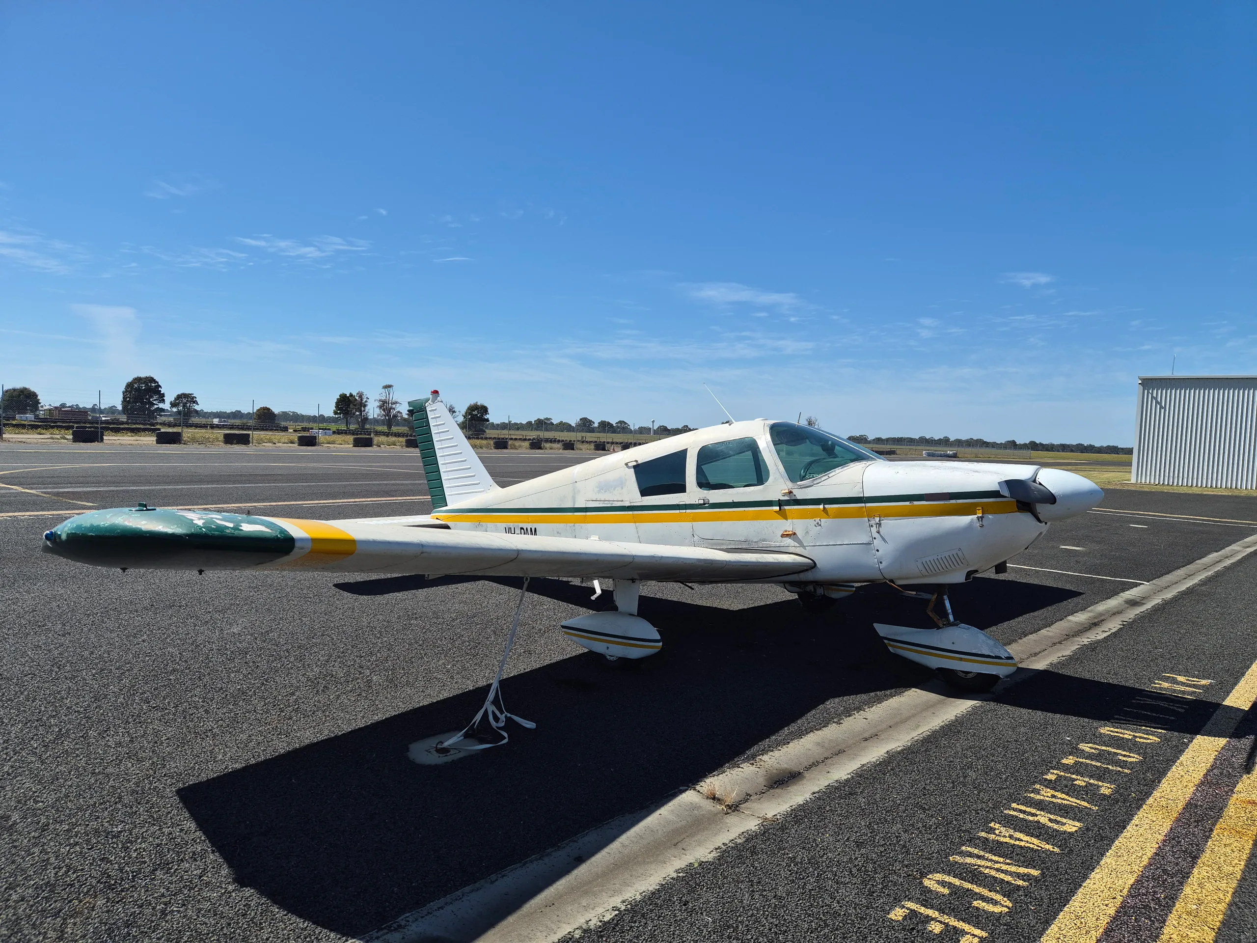 Exterior view of a 1964 Piper Cherokee 180, VH-PEL.