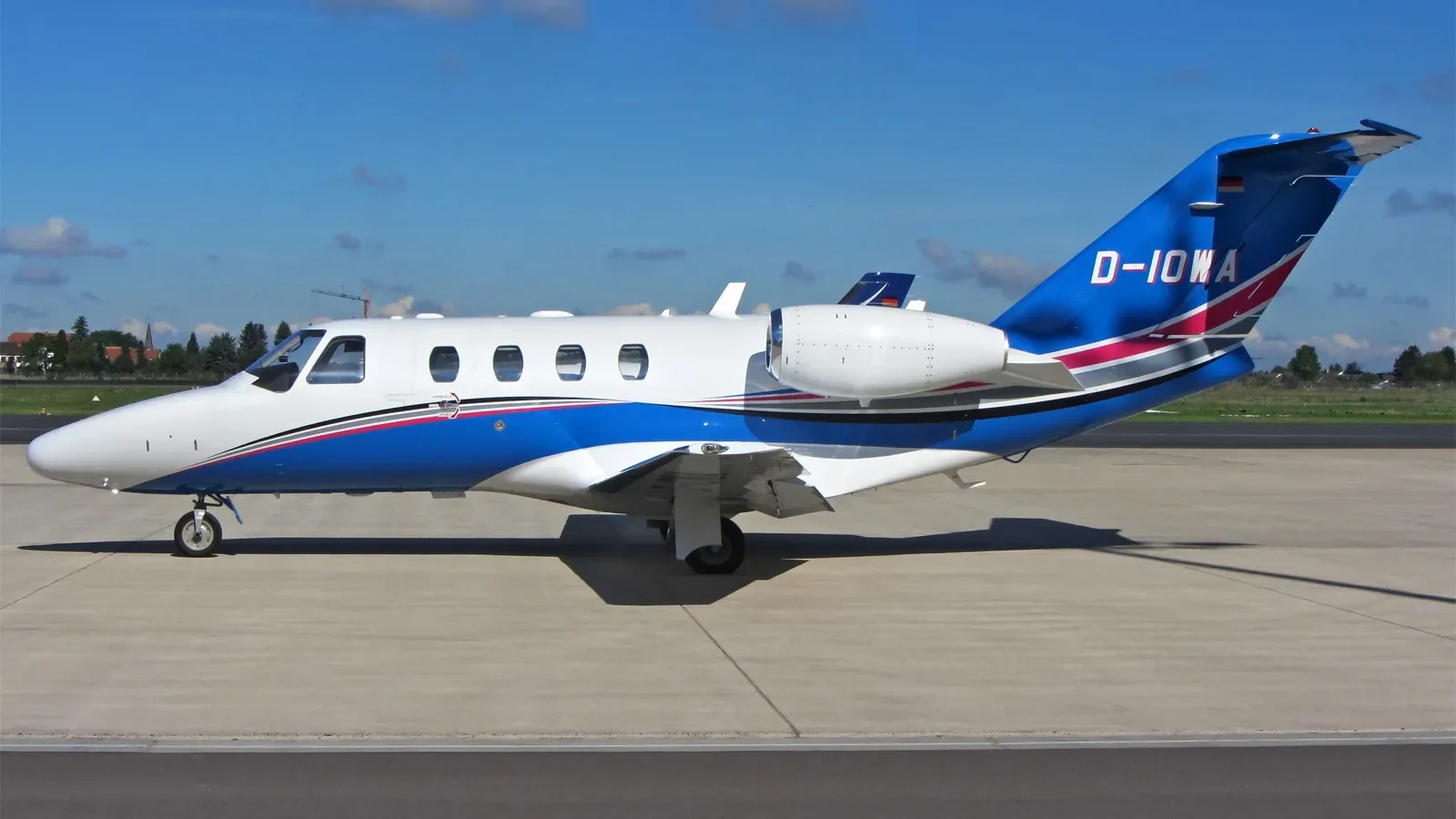 Exterior view of a 2006 Cessna Citation Jet 1+, D-IOWA.