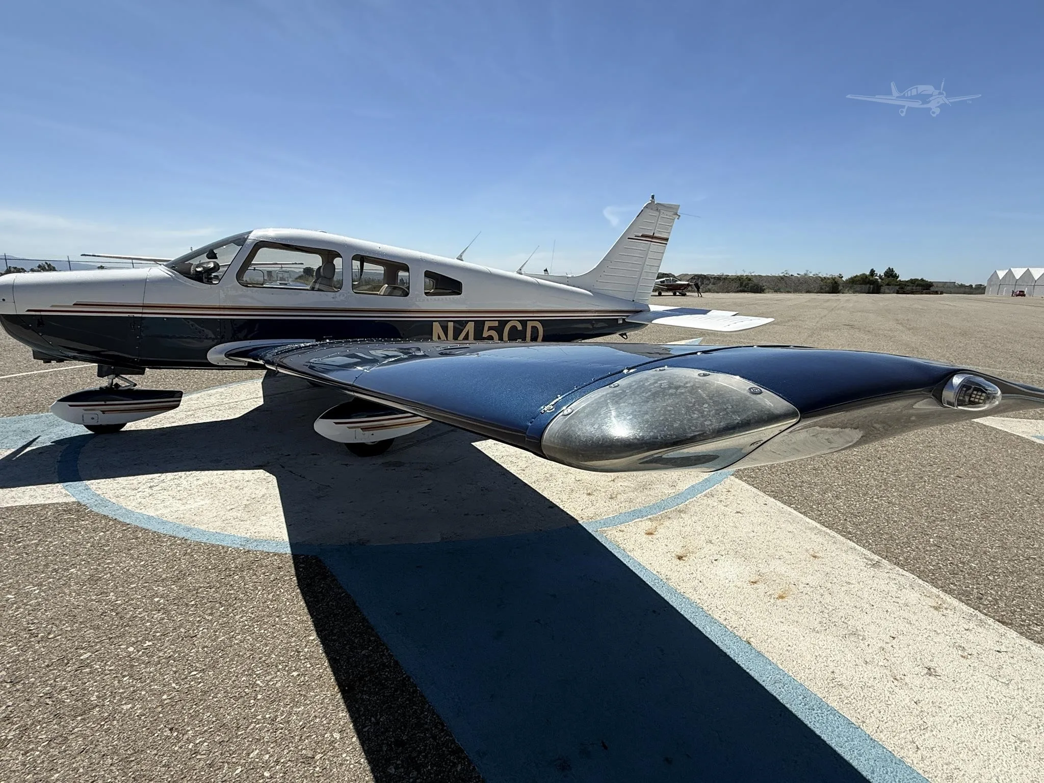 Exterior view of a 1979 PIPER WARRIOR II, N45CD.