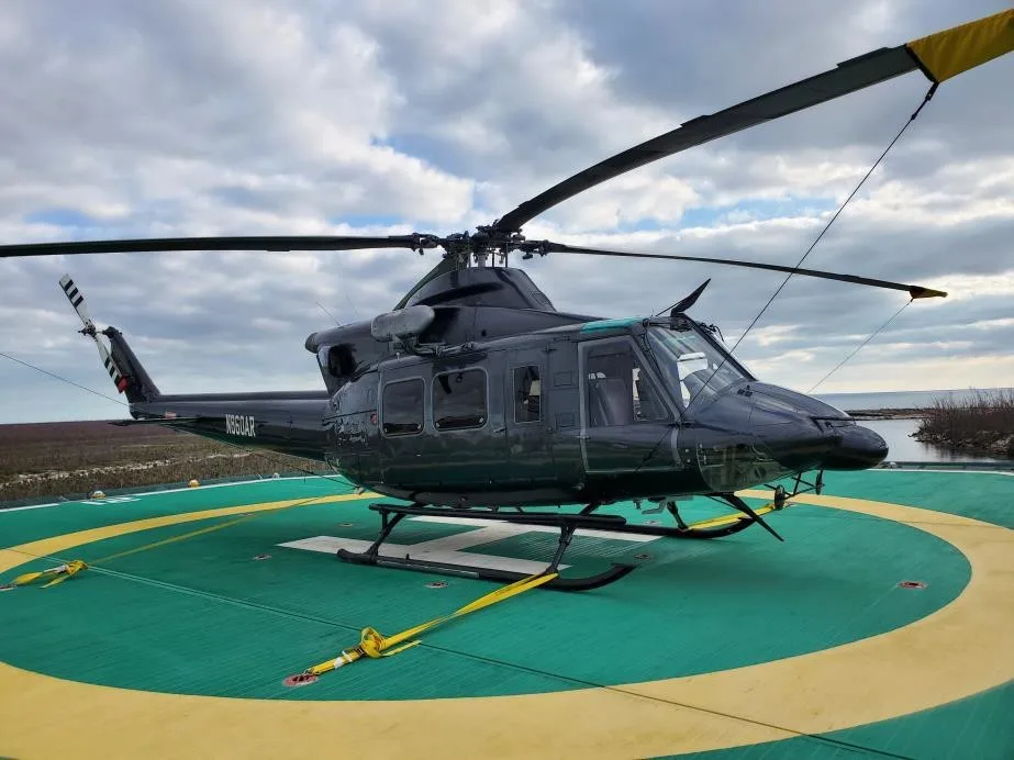 Exterior view of a 1990 Bell 412SP.