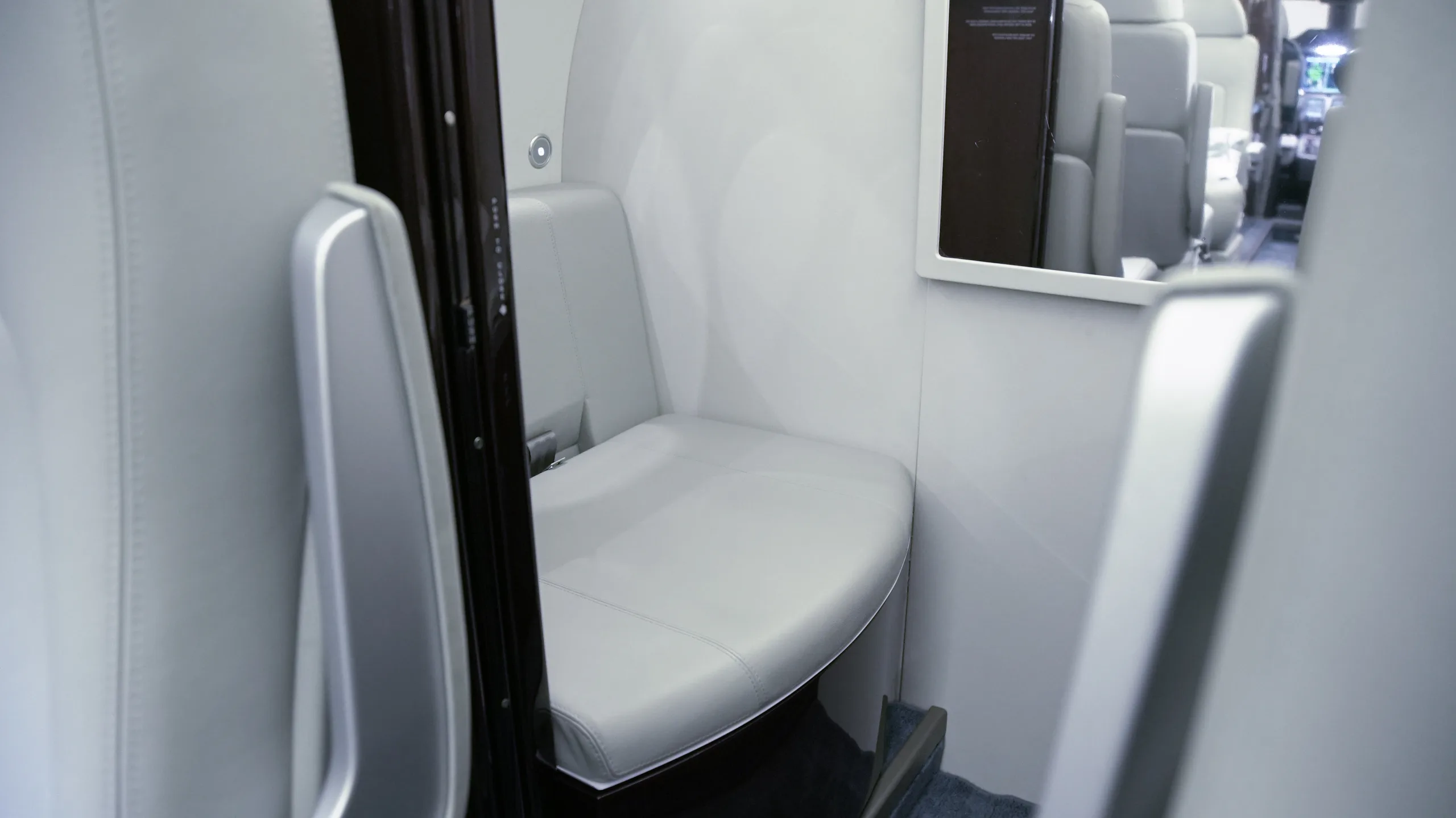 Cabin interior of a 2017 Embraer phenom 300.