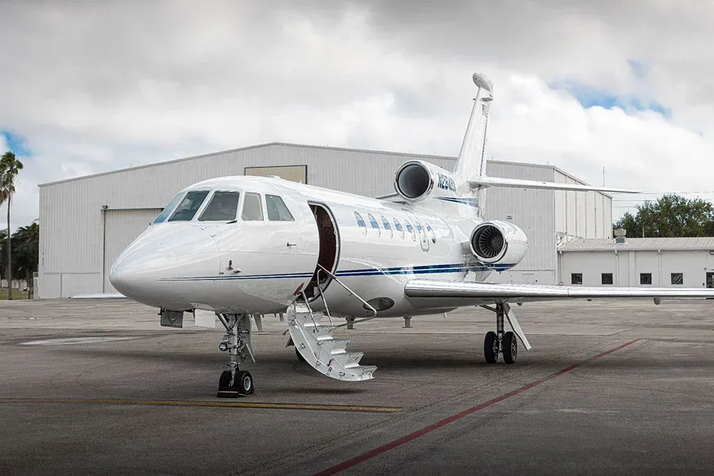 Cabin interior of a 2002 Dassault Falcon.