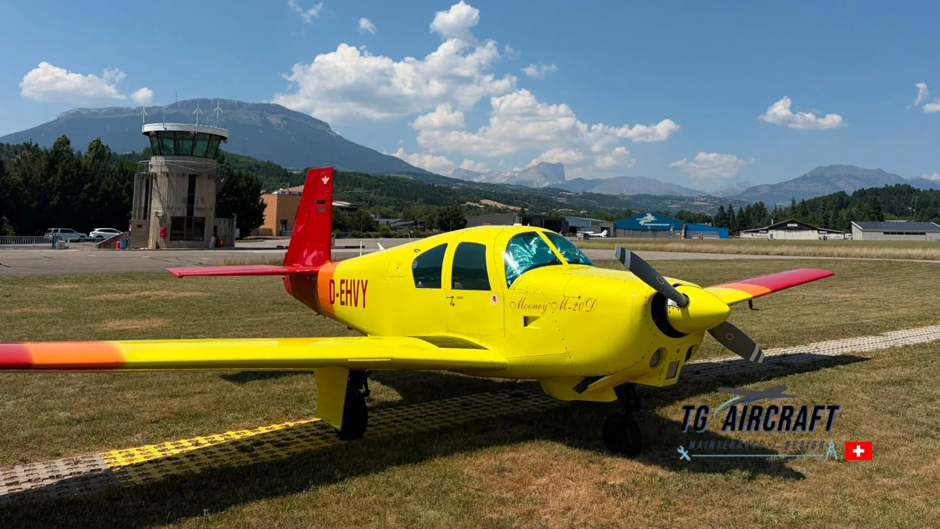 Exterior view of a 1963 Mooney M20D Master.