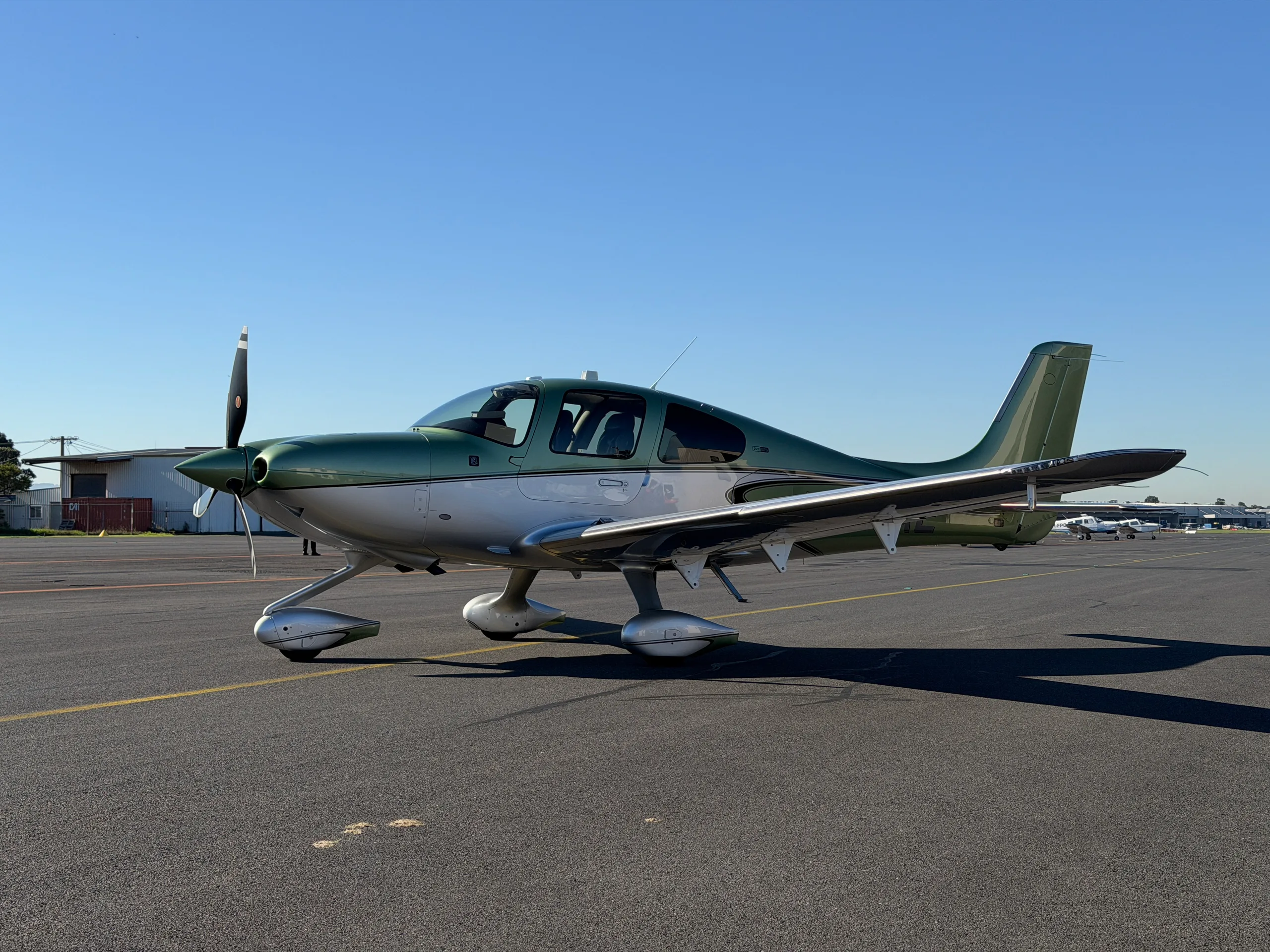 Exterior view of a 2003 Cirrus SR22, VH-SRI.