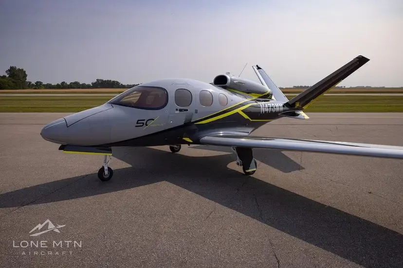 Exterior view of a 2019 Cirrus SF50 G2+ Vision Jet.