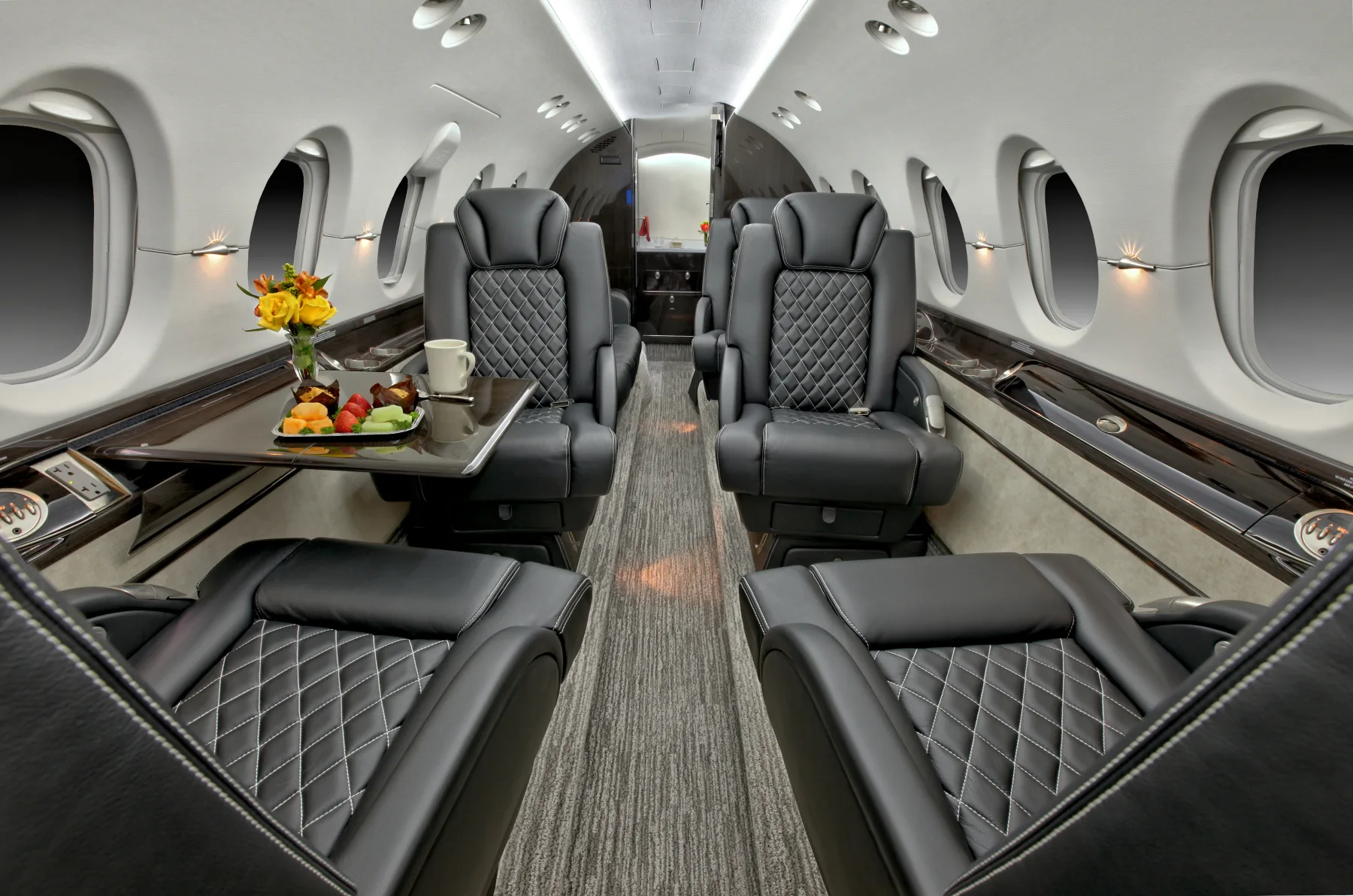 Cabin interior of a Hawker 800XP –.