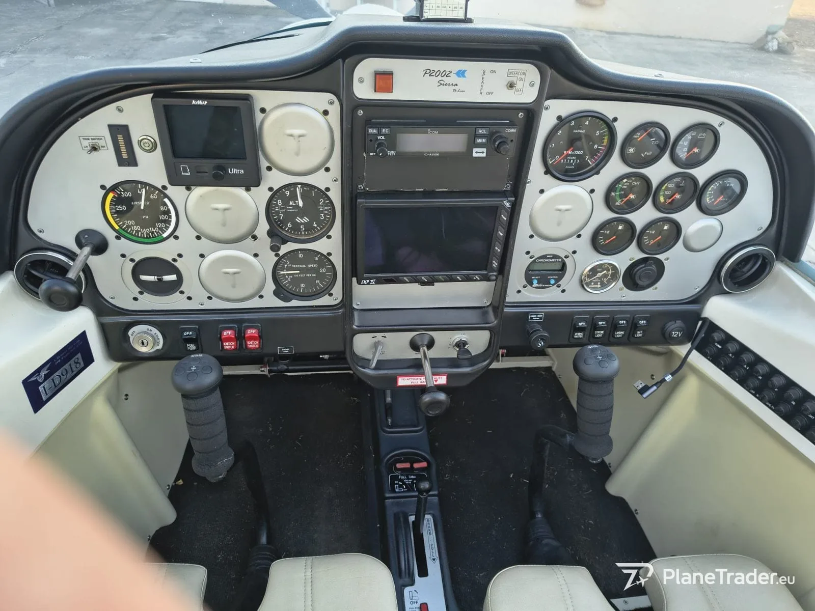 Cockpit and instrument panel of a 2009 Tecnam P2002 SIERRA DE LUXE.
