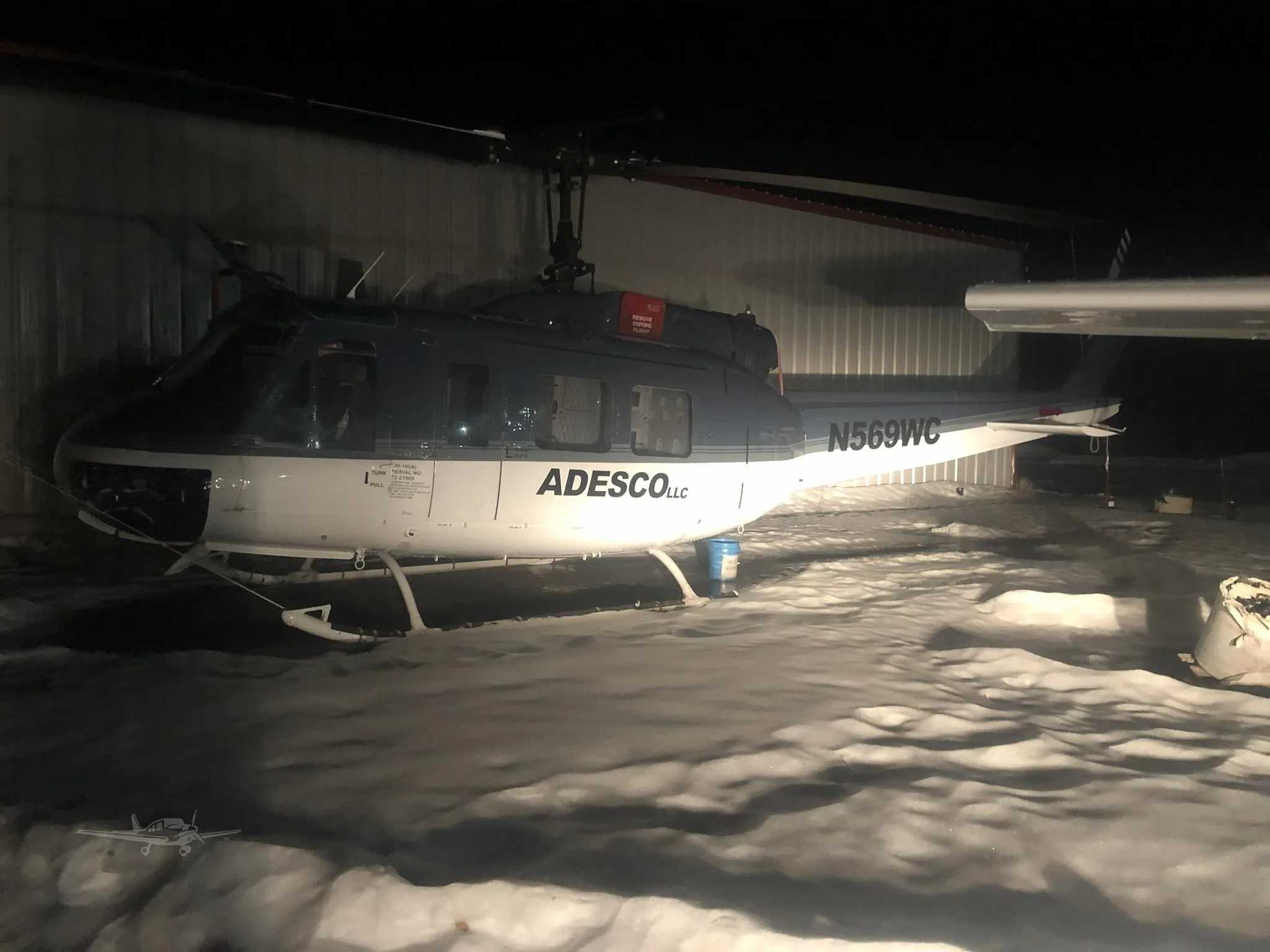 Exterior view of a 1972 BELL UH-1H, N569WC.