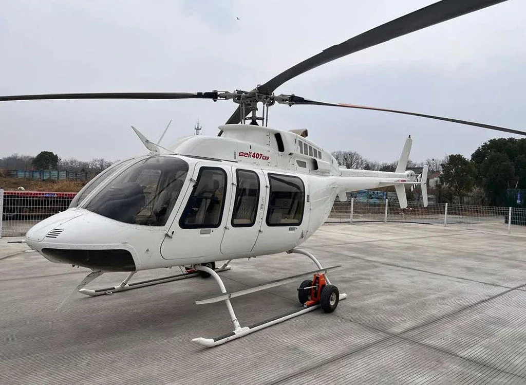 Exterior view of a 2015 Bell 407 GXP.