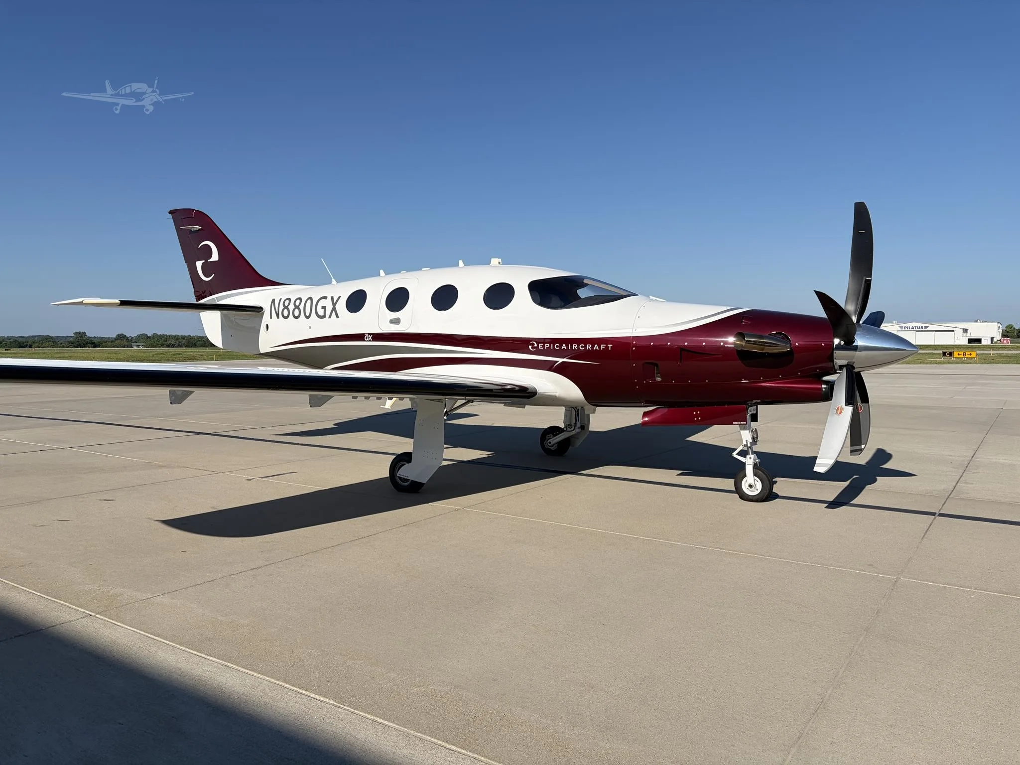 Exterior view of a 2024 EPIC E1000 GX, N880GX.