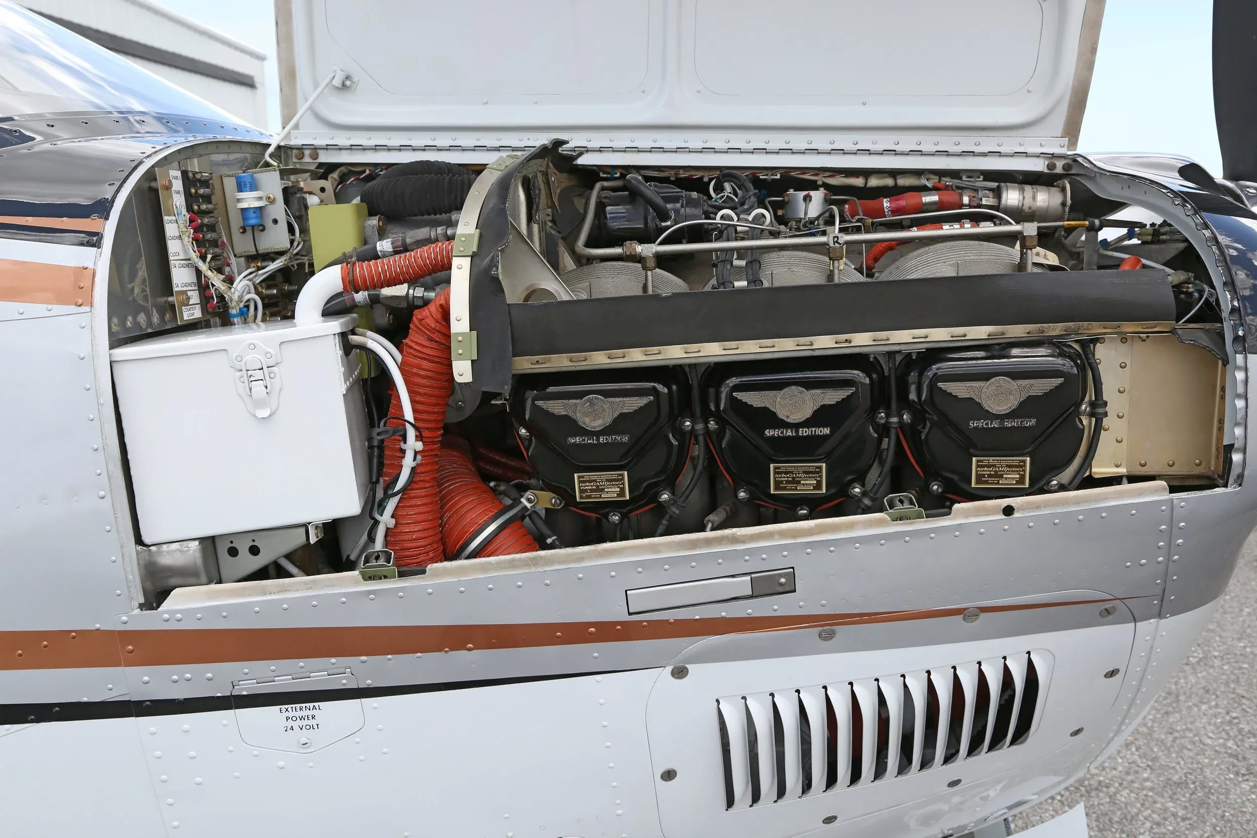 Engine detail of a 2007 Beech BONANZA 60th Anniversary Edition.