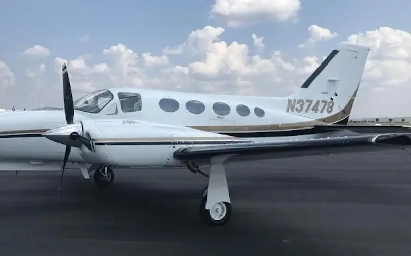Exterior view of a 1977 Cessna 340A.