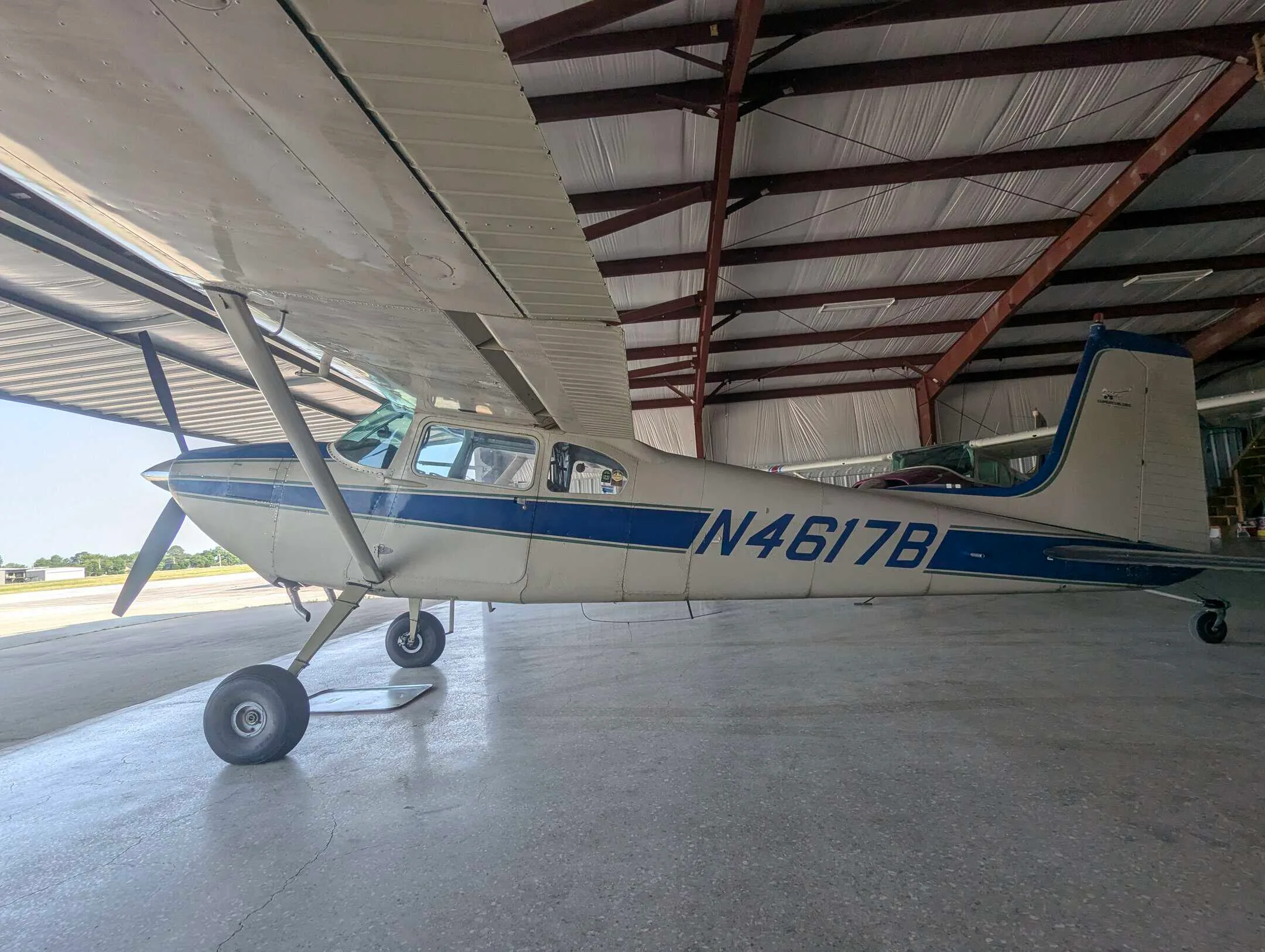 Exterior view of a 1955 Cessna 180.