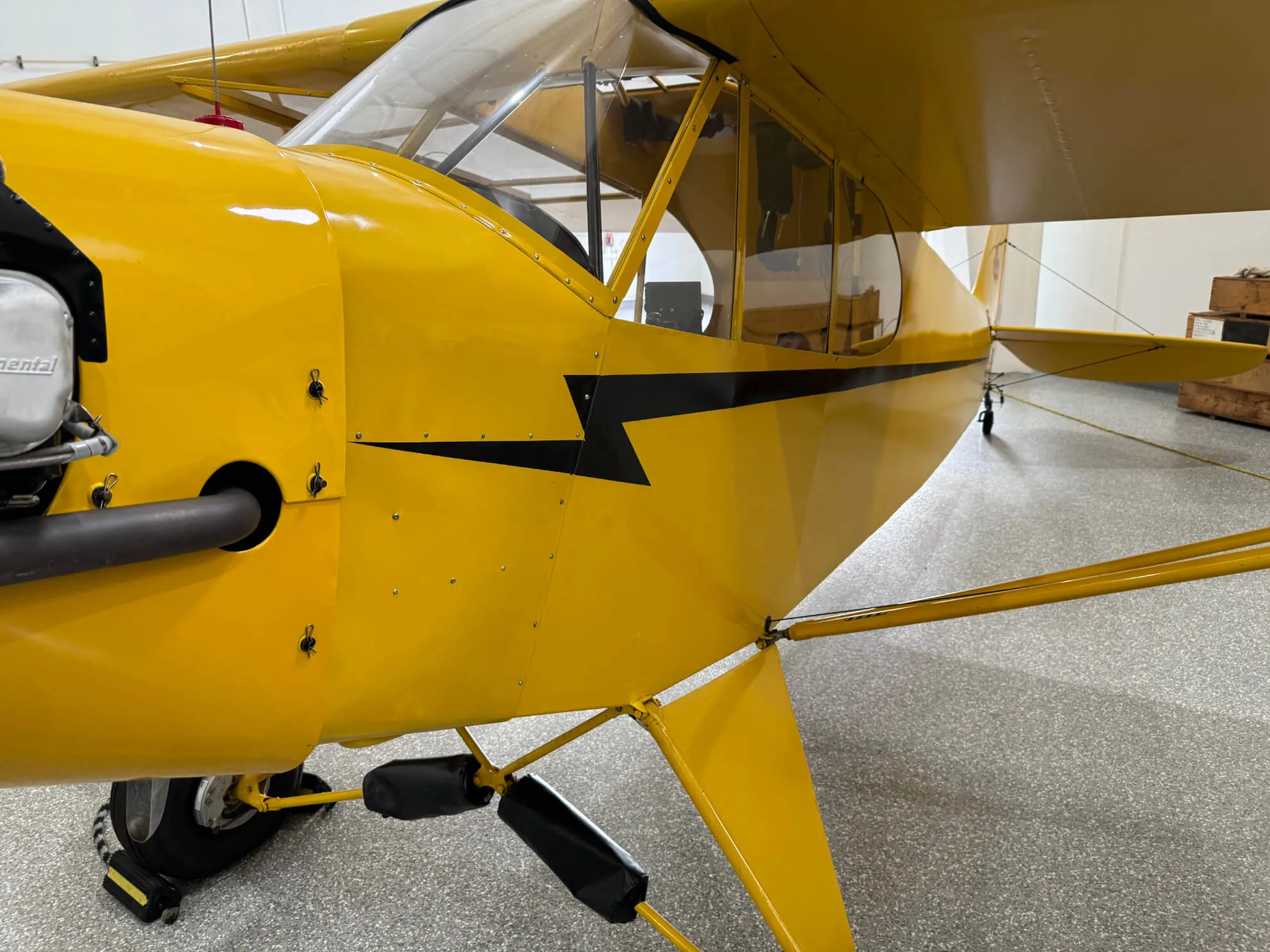Cockpit and instrument panel of a 1946 Piper J-3C-65 Cub.