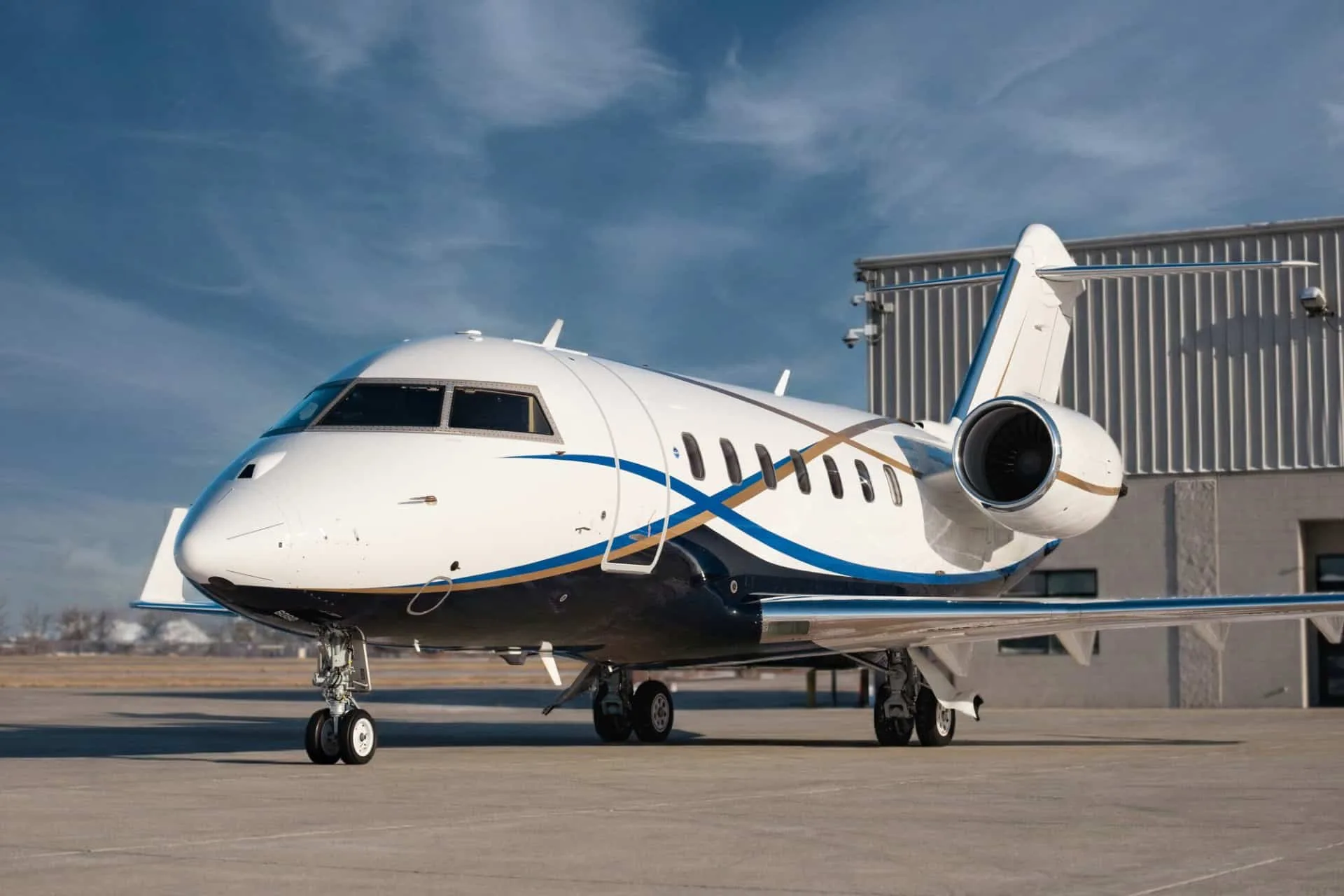 Exterior view of a 2015 Bombardier Challenger 650 | Leviate Air Group.