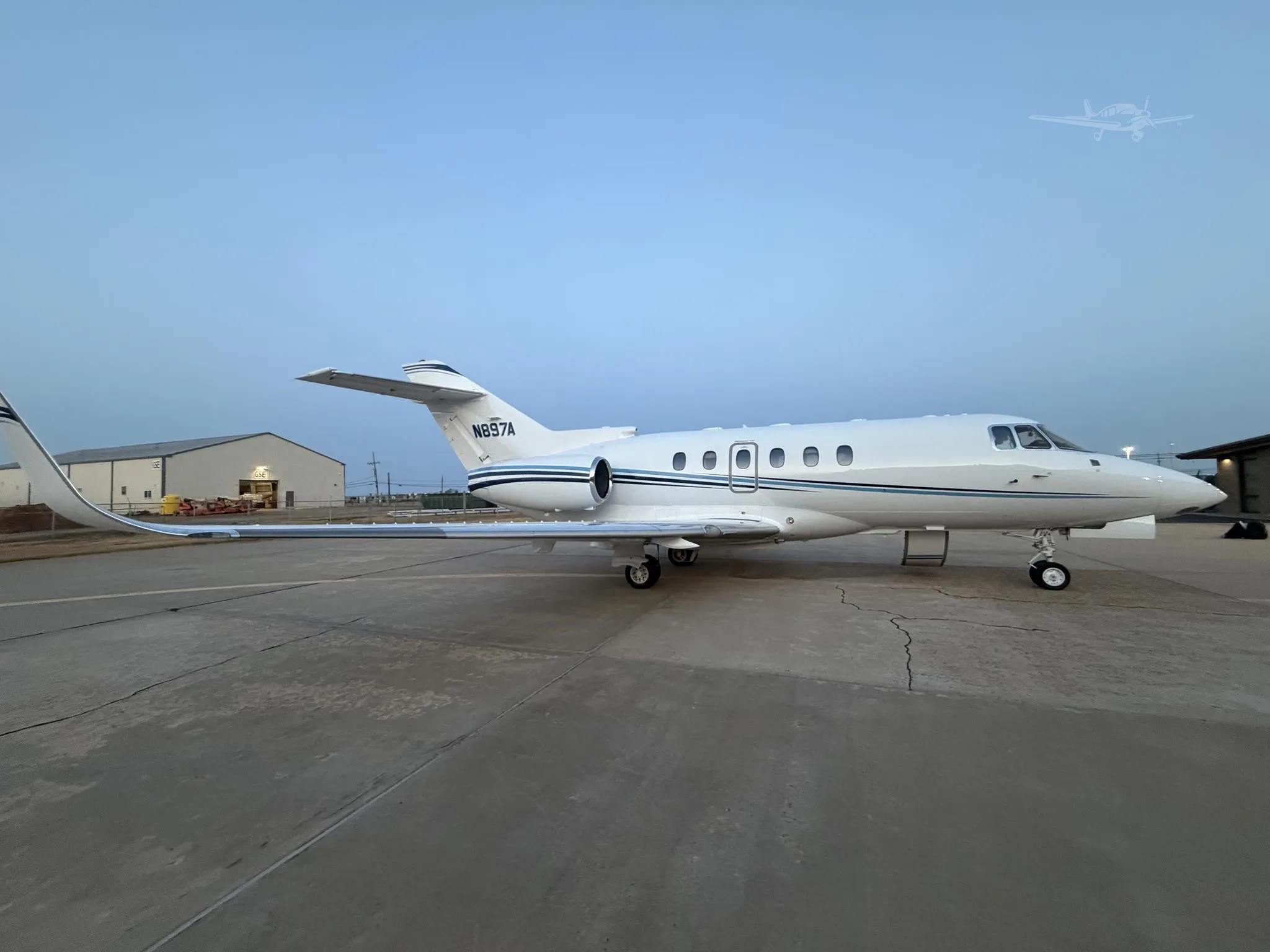 Exterior view of a 1997 HAWKER 800XP, N897A.