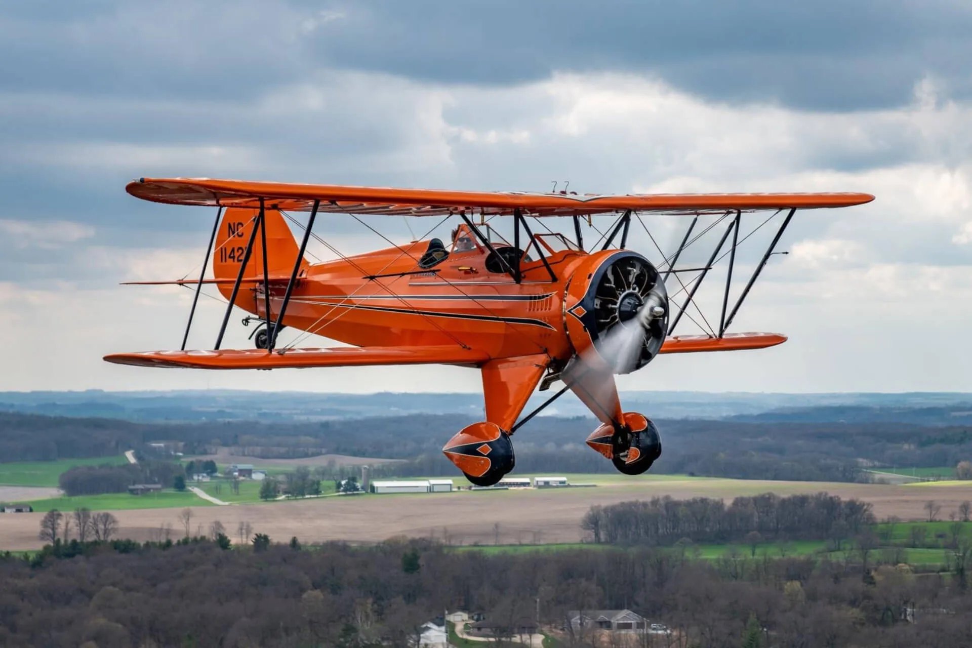 Cockpit and instrument panel of a 1931 Waco QCF-2.
