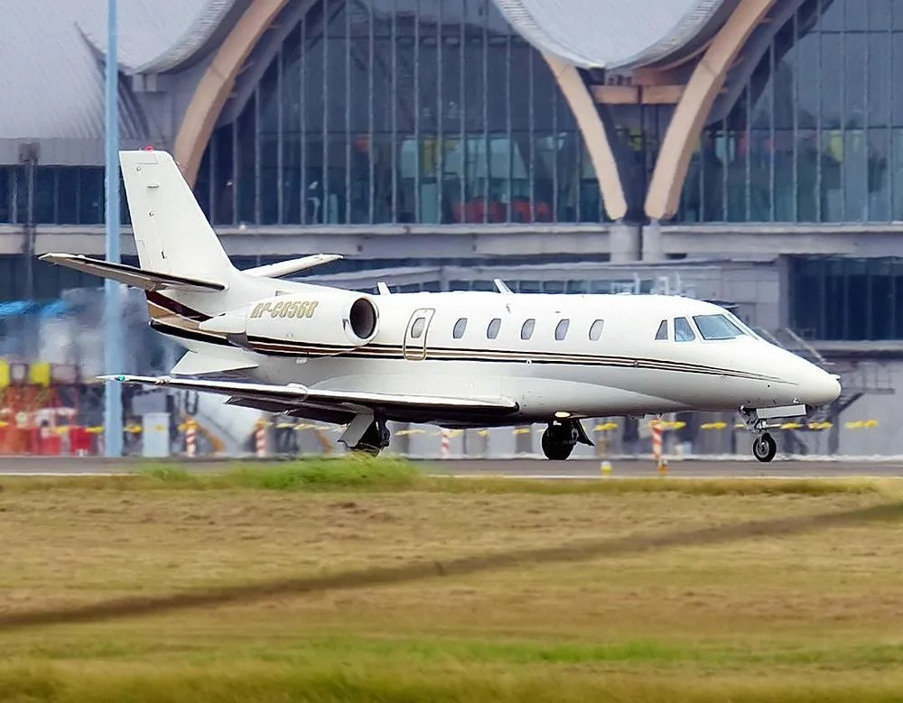 Exterior view of a 2009 Cessna Citation XLS, RP-C8568.